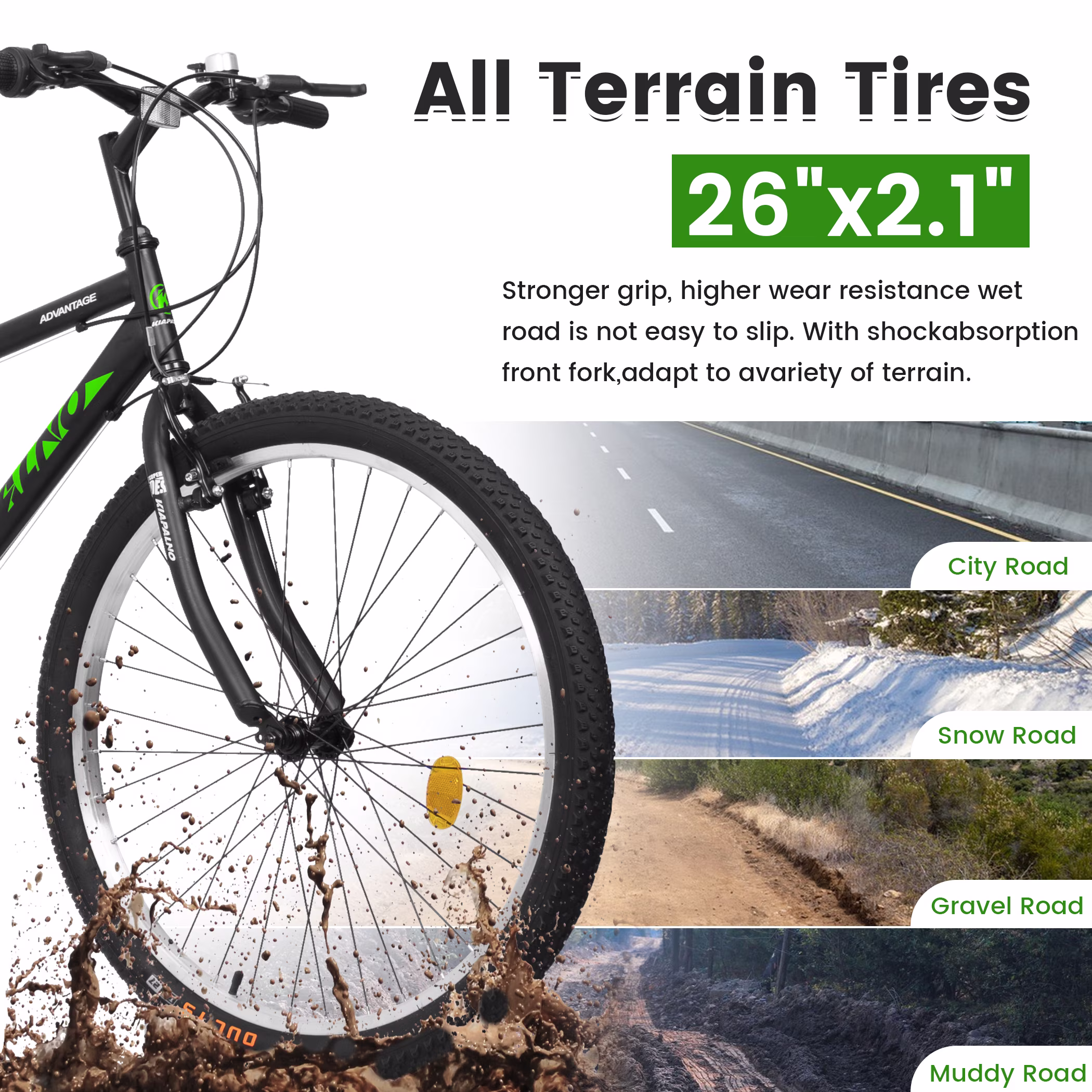 Ecarpat Mountain Bike 26 Inch for Men Women, 21 Speeds High-Carbon Steel Frame, Classic Adult Teens Sport Bicycle, V Brakes Bicycle for Snow City Commuters and Short Trip - Image 3