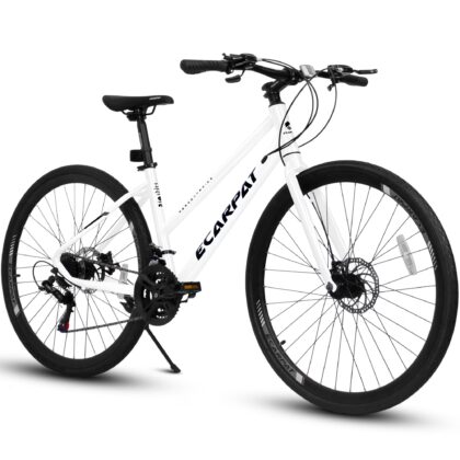 Ecarpat Road Bike 700C Tires, 21 Speeds Hybrid Bike for Men, Steel Alloy Lightweight Frame Disc Brake Racing Bike, City Commuting Road Bicycle for Men Women