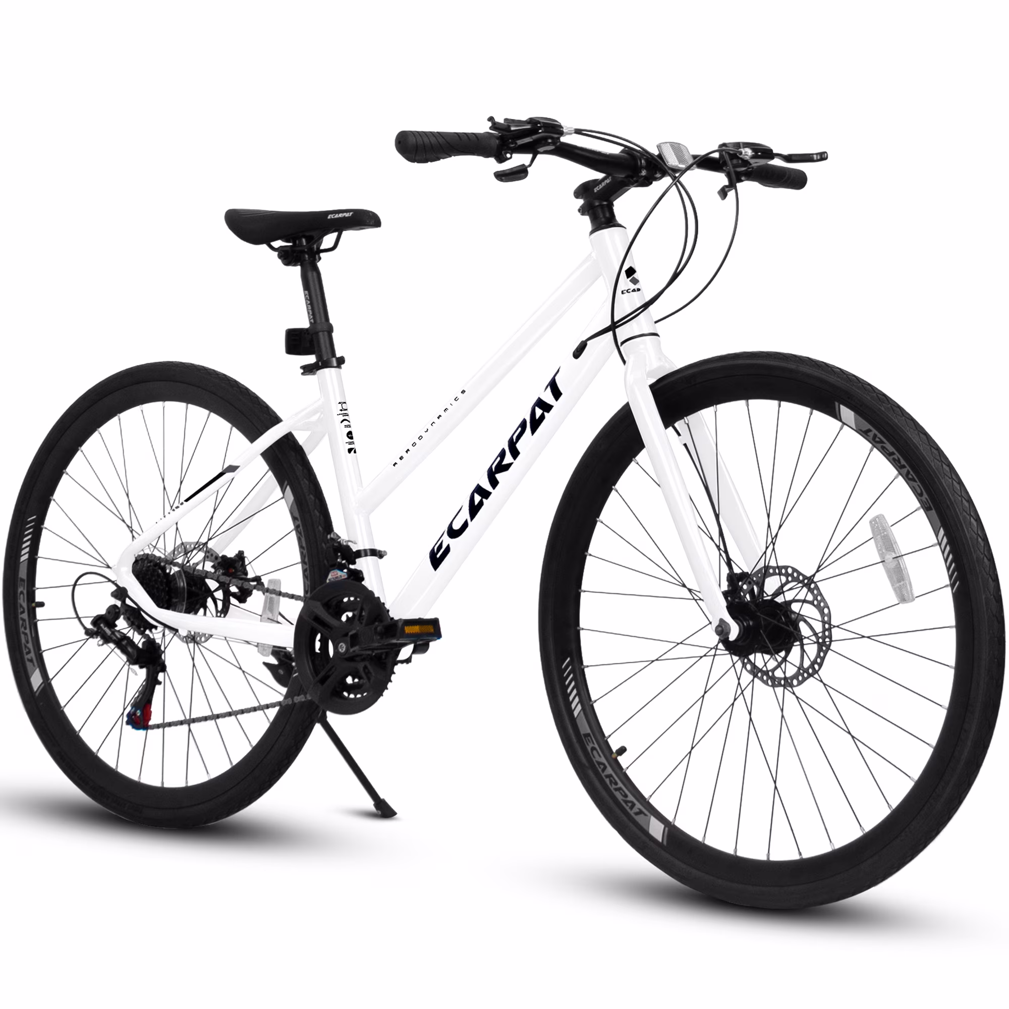 Ecarpat Road Bike 700C Tires, 21 Speeds Hybrid Bike for Men, Steel Alloy Lightweight Frame Disc Brake Racing Bike, City Commuting Road Bicycle for Men Women