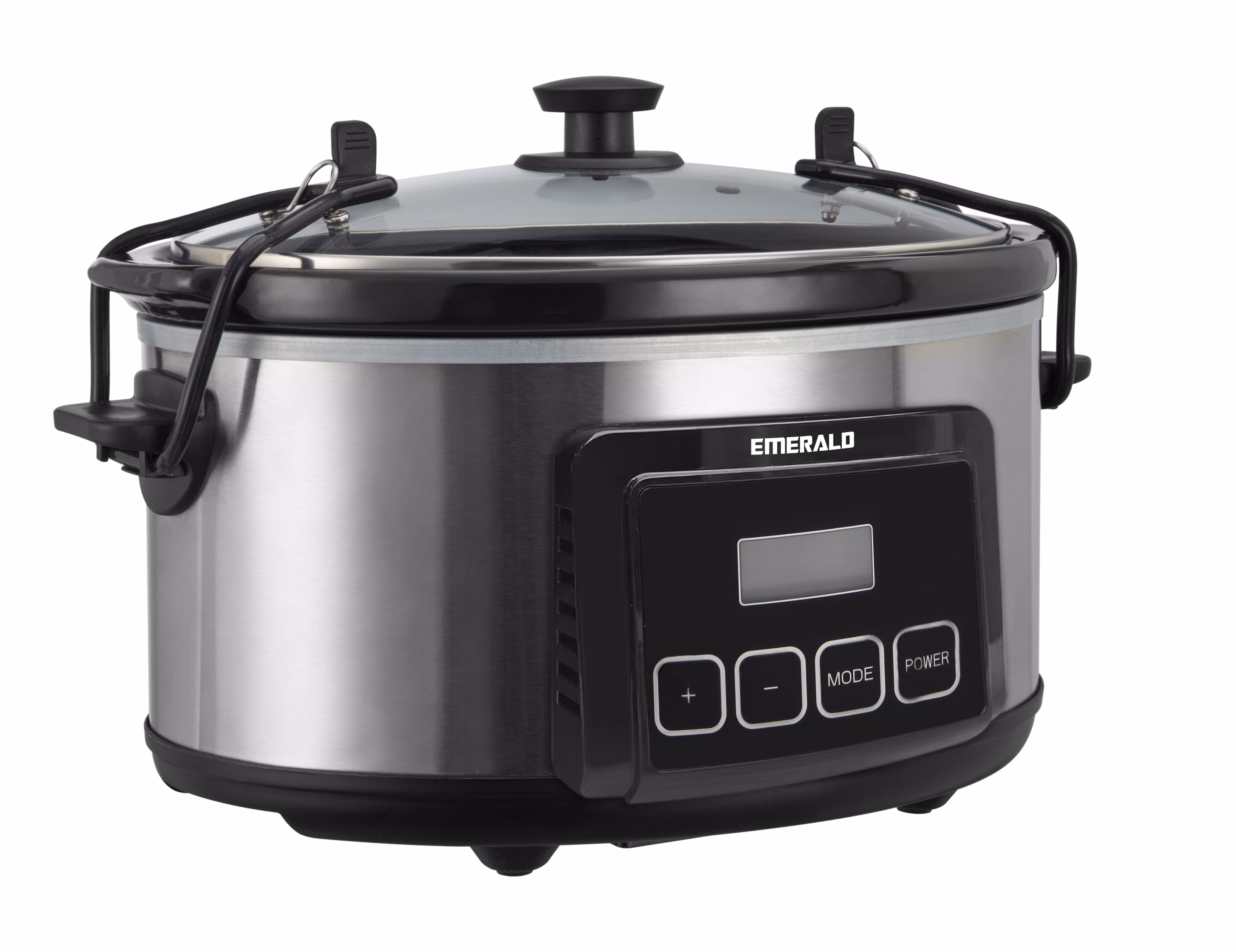 Emerald 6.3-Quart Slow Cooker Countertop Electric Cooking Pot with Locking Lid, Silver - Image 3
