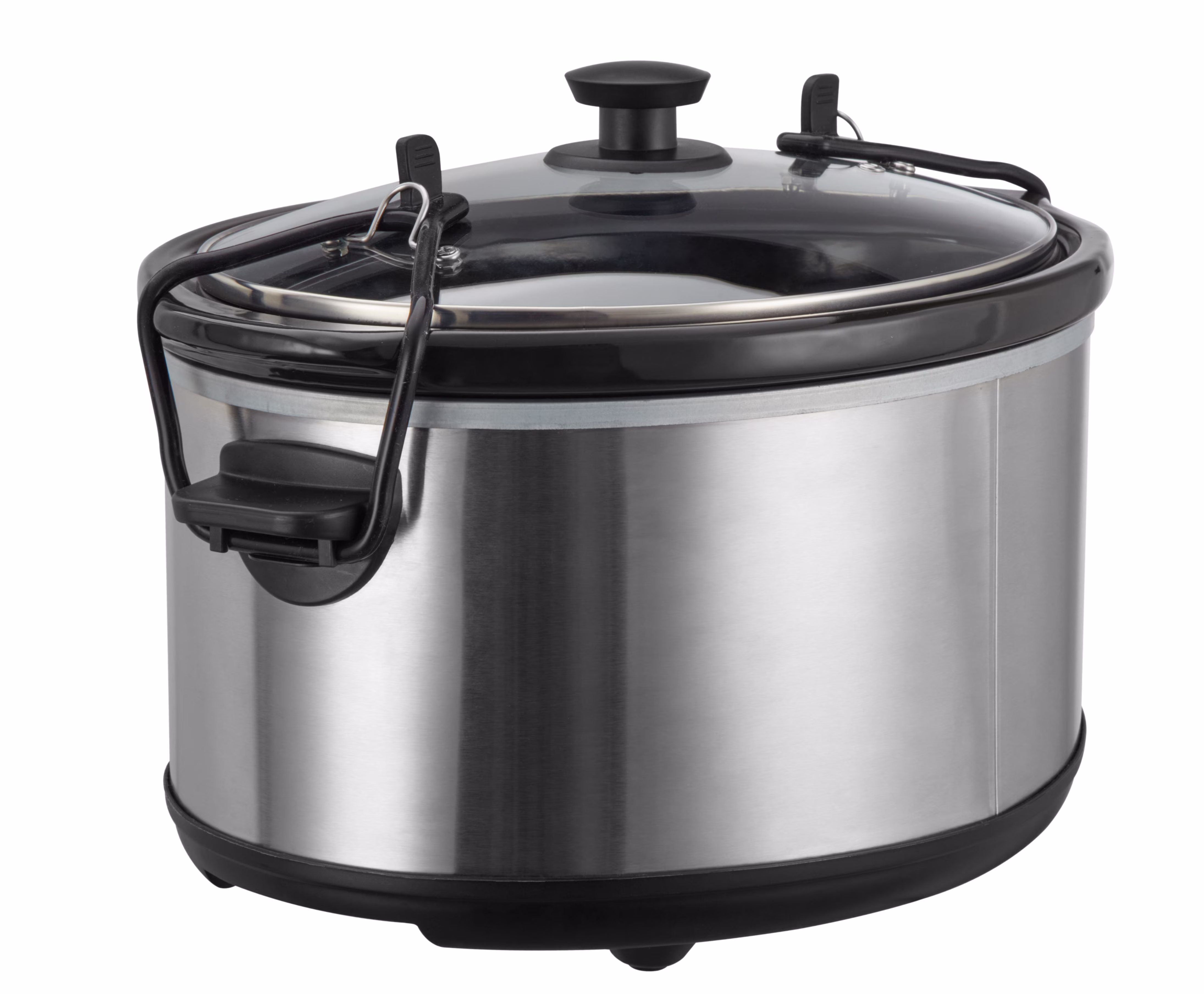 Emerald 6.3-Quart Slow Cooker Countertop Electric Cooking Pot with Locking Lid, Silver - Image 2