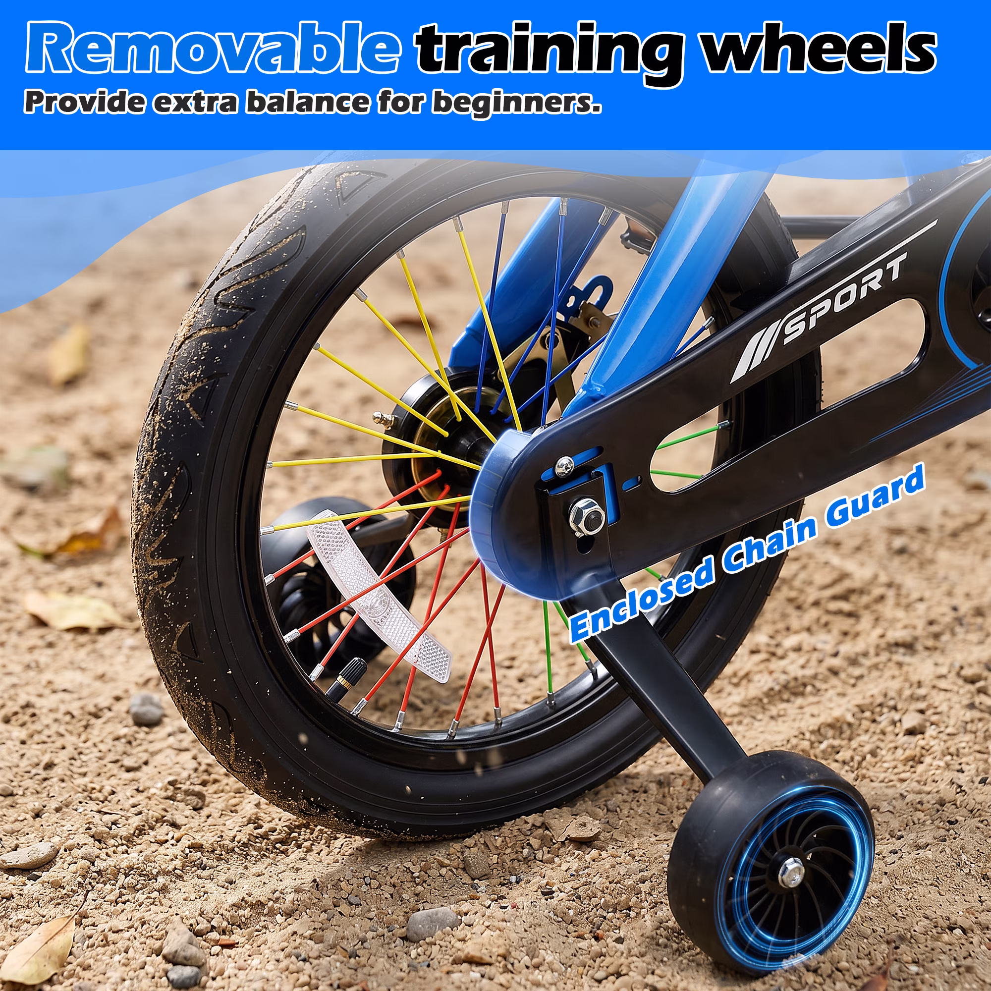 Enjoyrun 14" Kids Bike,Bike for Boys and Girls with Training Wheels,Children's Bicycles for Ages 3–7,Blue - Image 3
