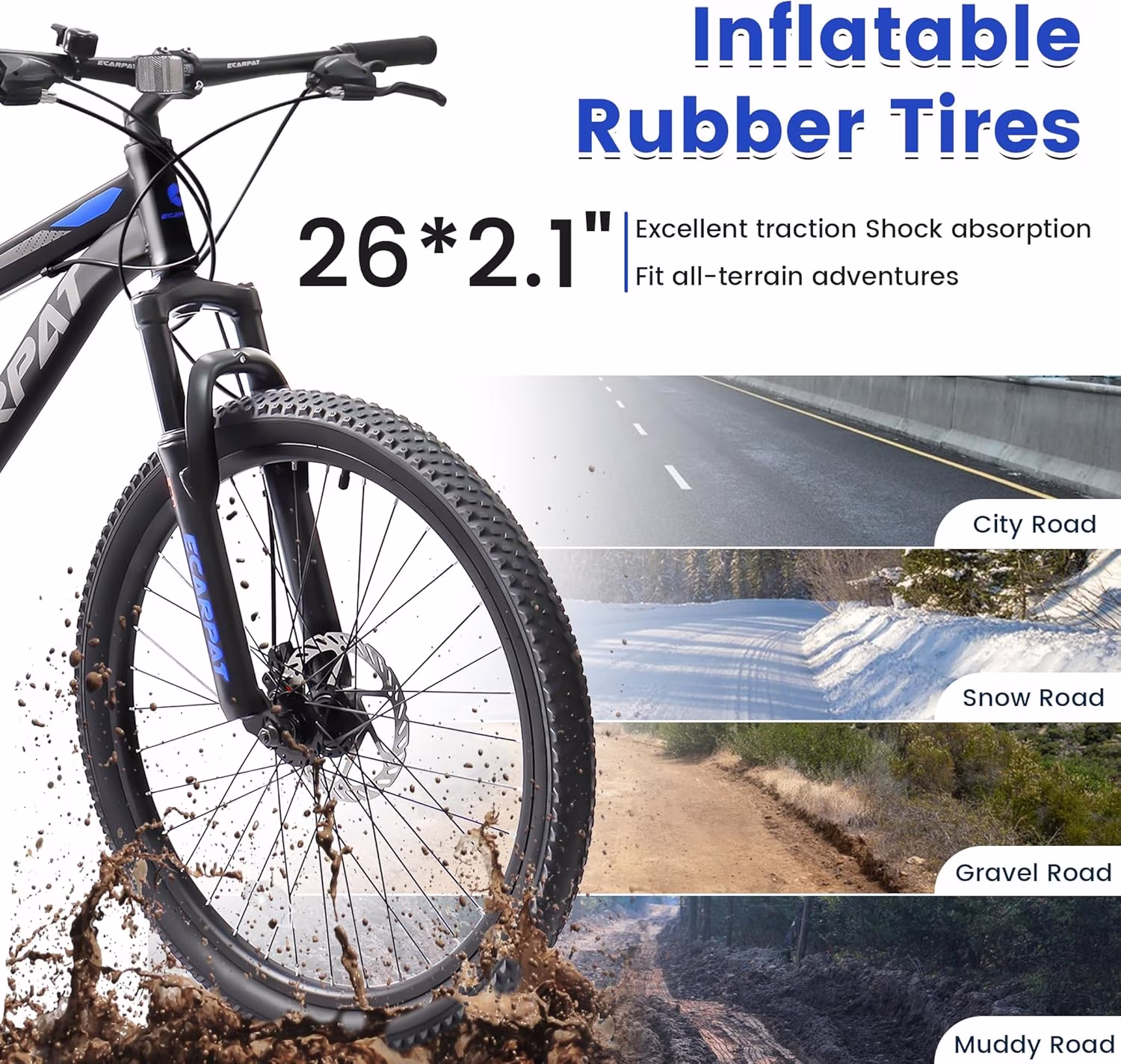 ESRIDOM 26" Mountain Bike for Adults, 21 Speed Full Suspension MTB, Dual Disc Brakes, High Carbon Steel Frame, 85% Pre-Assembled, for Men & Women - Image 3