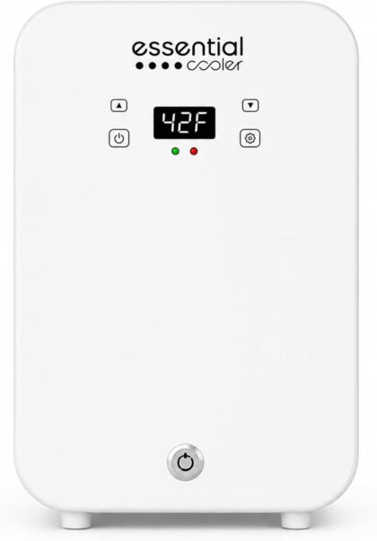 Essential Cooler Classic Mini Refrigerator for Herbs, Oils & Skincare, Lockable Door & Touch Temperature Control