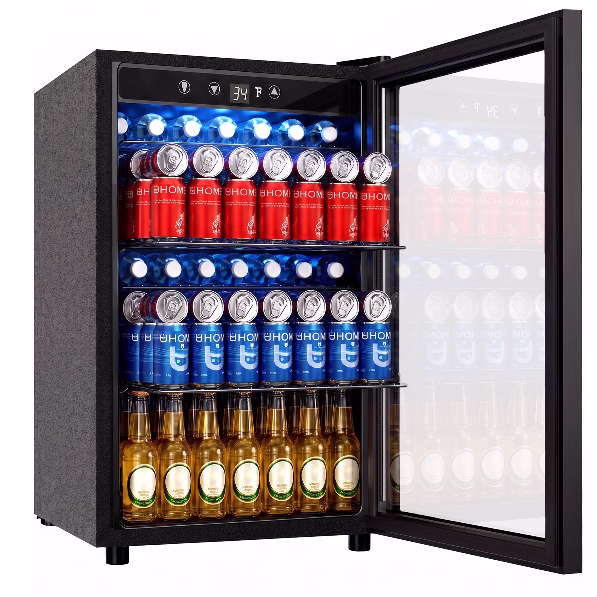 EUHOMY 150 Can Beverage Refrigerator and Wine Cooler, 4.5 cu ft, Glass Door, Adjustable Shelves, Digital Temperature Control, for Home, Quite - Image 3