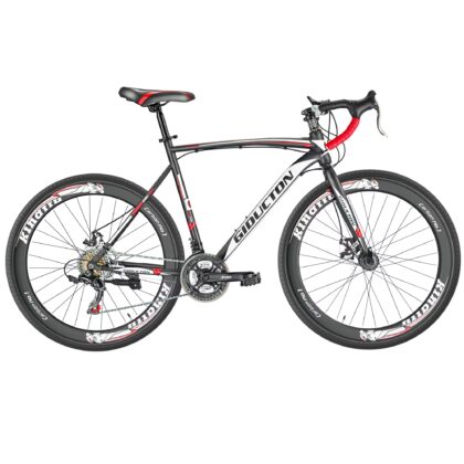 Eurobike Road Bike for Mens Gravel Bicycle 54cm Frame Bike 700C Wheels Aluminium Rims 21 Speed Dual Disc Brake Commuter Bikes