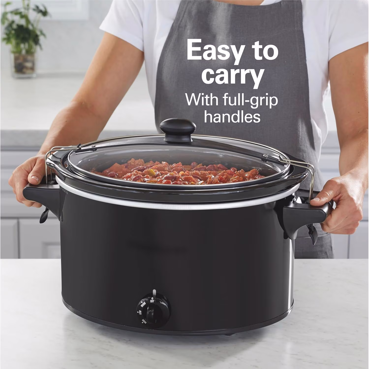 Extra Large 10 Quart Portable Slow Cooker, Family Size, Dual Handles, Travel-Friendly, Fits 8+ Servings - Image 4
