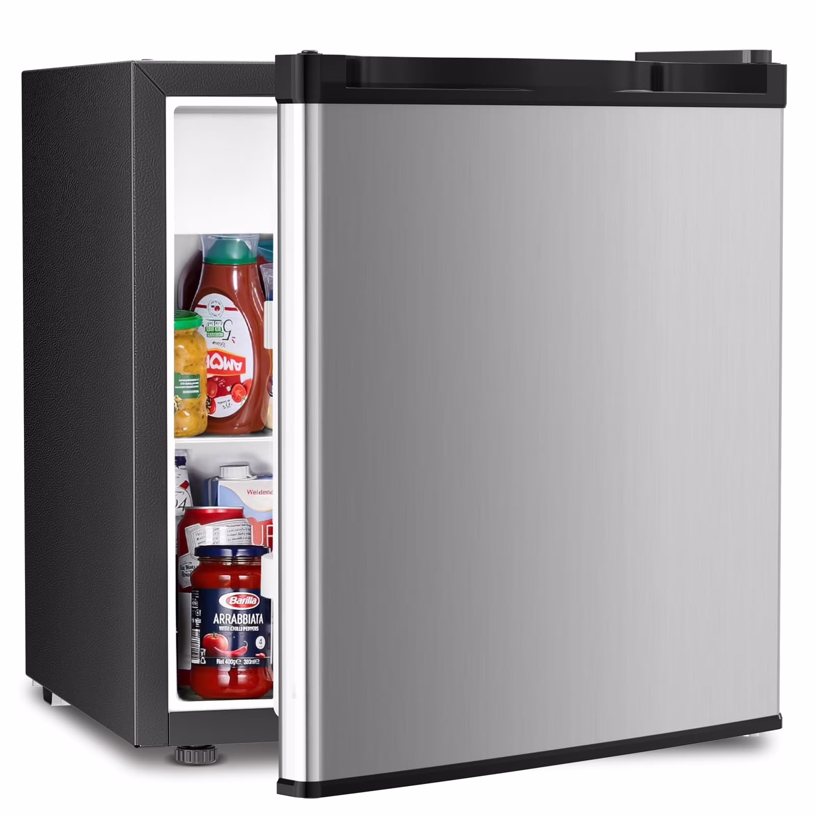 FREE VILLAGE Compact Refrigerator,1.7 Cu.ft Mini Fridge with Freezer,Small Refrigerator for Dorm,Office,RV,Bedroom,Adjustable Thermostat,Low Noise,Energy-efficient,Reversible Door (Stainless steel)