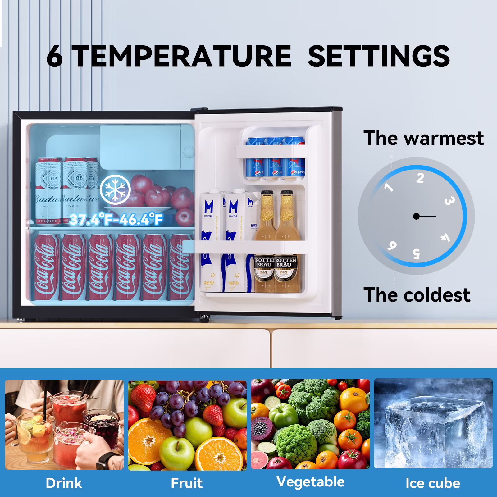 Frestec 1-Door Mini Fridge - 1.7 Cu Ft, Energy Star Rated, Perfect for Dorm or Apartment,Gray - Image 5