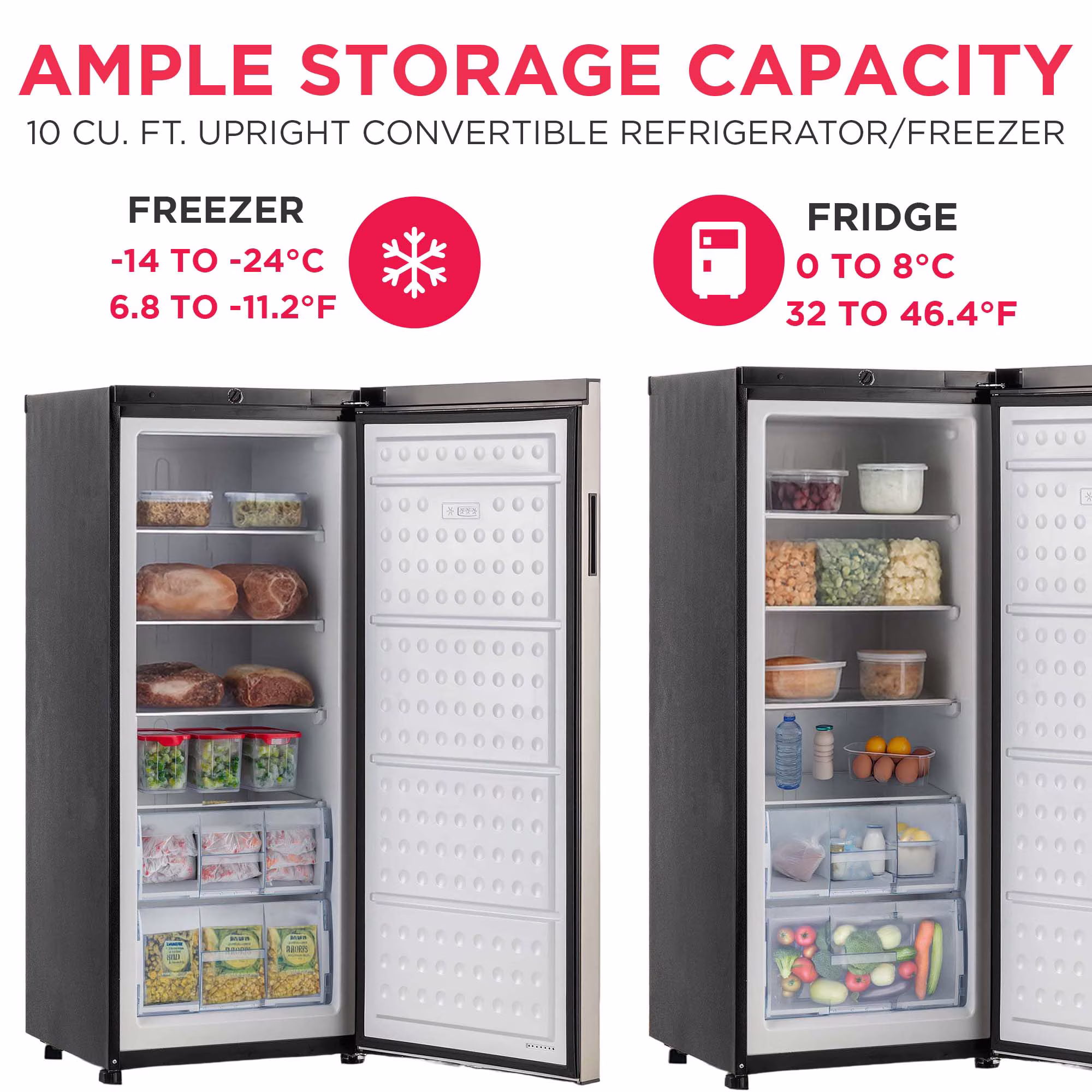 Frigidaire 10.0 Cu Ft Upright Convertible Refrigerator Freezer, Platinum Garage Ready Fridge or Freezer for Home, Kitchen, Basement, Office - Image 2