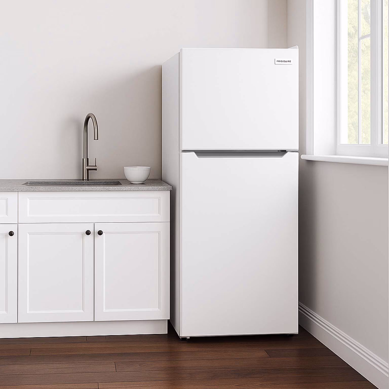 Frigidaire 10 Cu. ft Top Freezer Refrigerator, Frost-Free Apartment Size Fridge for Kitchen, Office, White - Image 2
