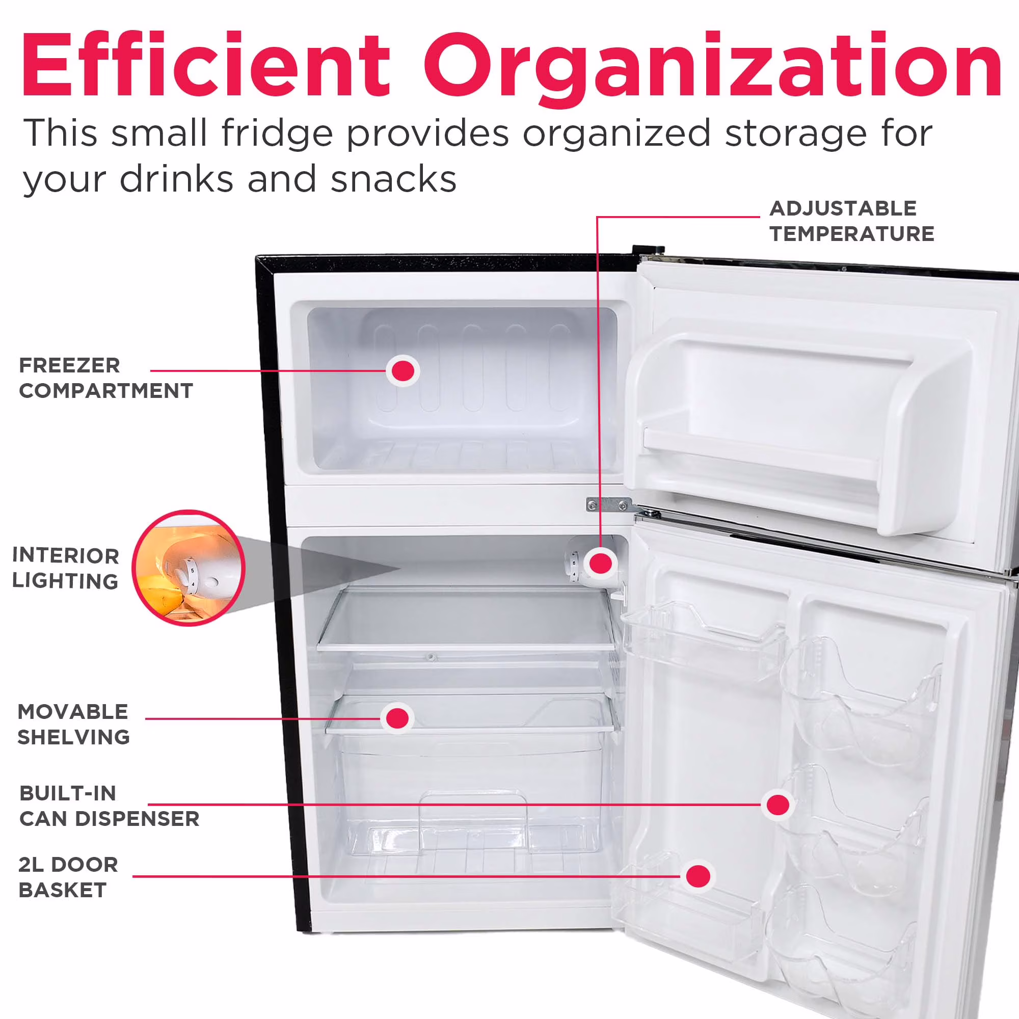 Frigidaire 3.1 Cu. ft. Retro Refrigerator with Freezer Compartment, 2-Door Compact Fridge, Platinum - Image 2