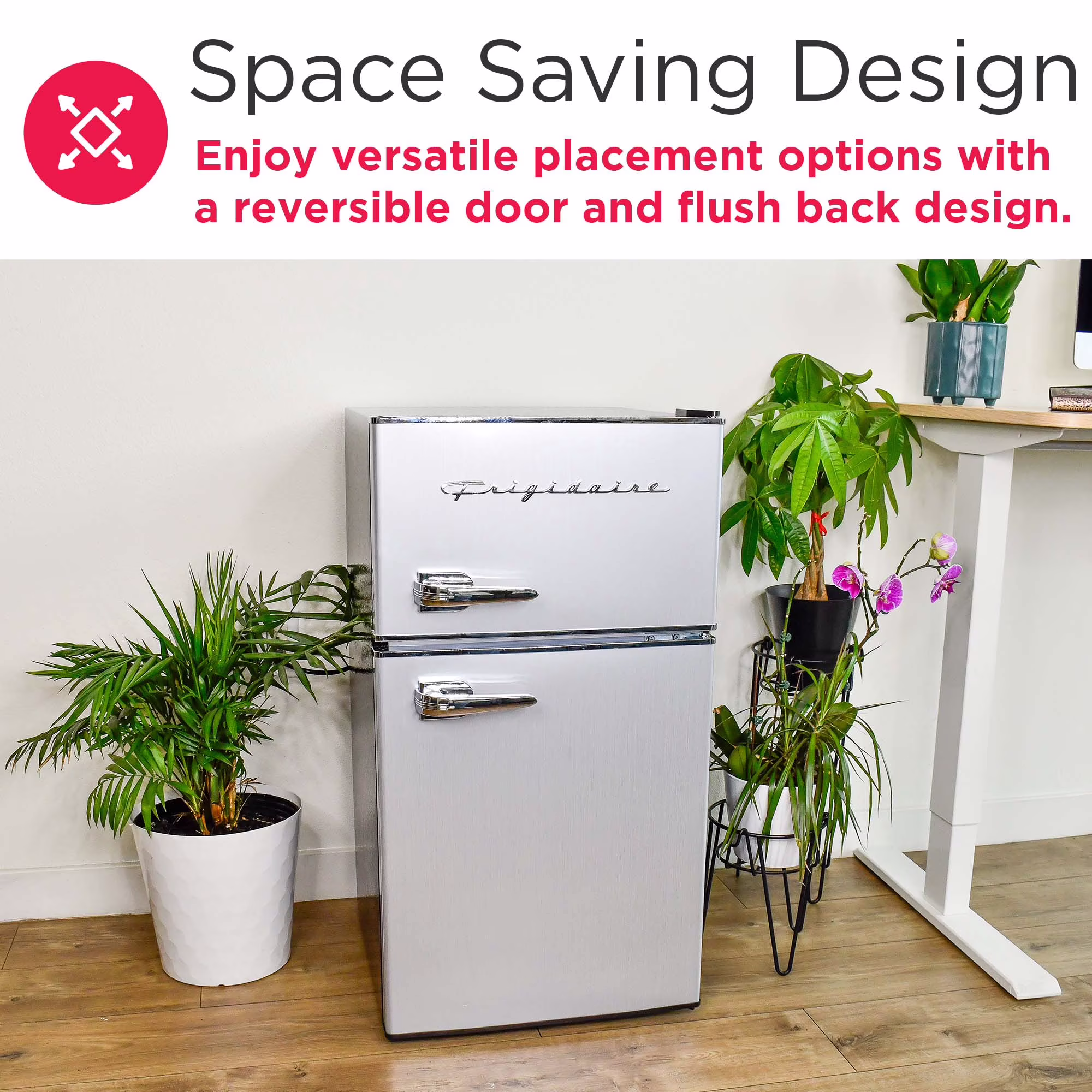 Frigidaire 3.1 Cu. ft. Retro Refrigerator with Freezer Compartment, 2-Door Compact Fridge, Platinum - Image 3