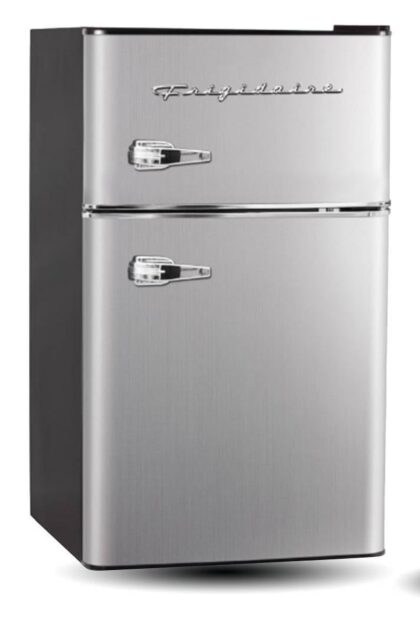 Frigidaire 3.1 Cu. ft. Retro Refrigerator with Freezer Compartment, 2-Door Compact Fridge, Platinum