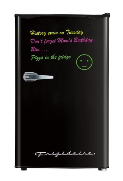 Frigidaire 3.2 Cu ft. Dry Erase Retro Refrigerator, 91L Compact Fridge with Chiller Compartment, Black