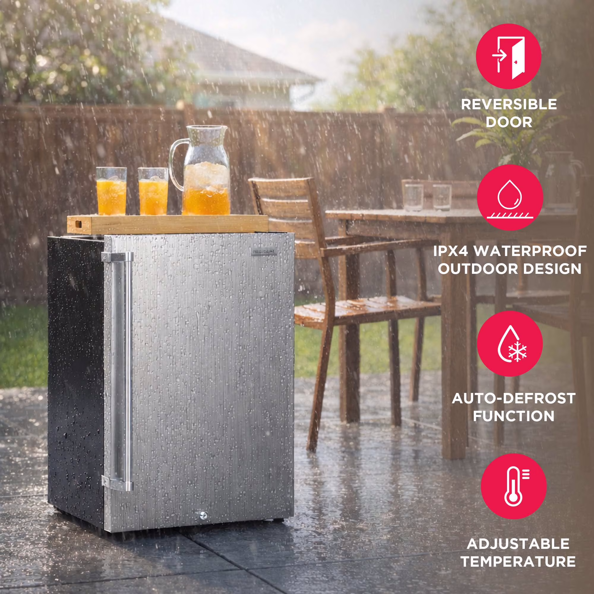 Frigidaire 4.4 cu. ft. Waterproof Outdoor/Indoor Compact Refrigerator, Stainless Steel Mini Fridge with Built-in Can Dispenser - Image 5