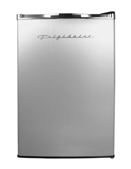 Frigidaire 4.5 Cu Ft Compact Refrigerator with Freezer, Platinum Mini Fridge with Chrome Trim for Apartment, Dorm, Office, Garage