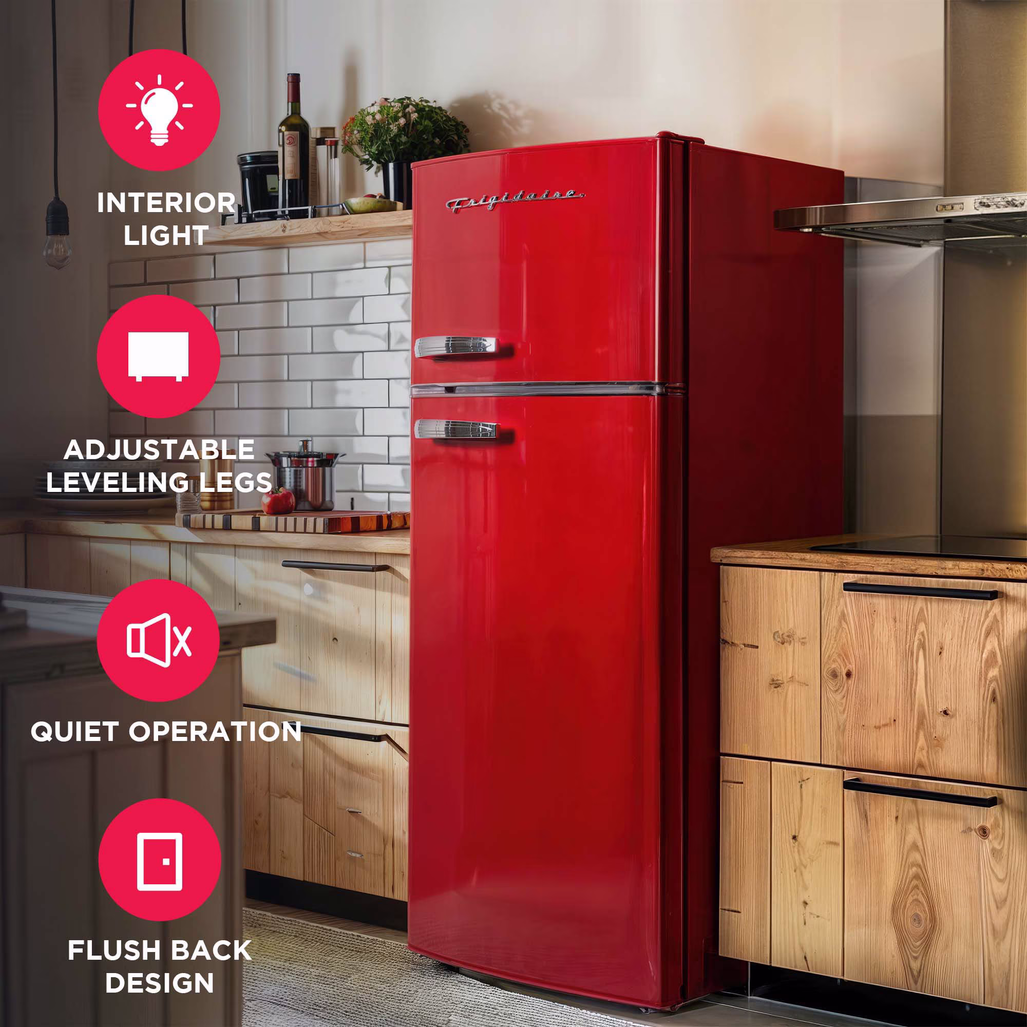 Frigidaire 7.5 Cu Ft. Retro Refrigerator, Top Mount Compact Fridge, Red - Image 4