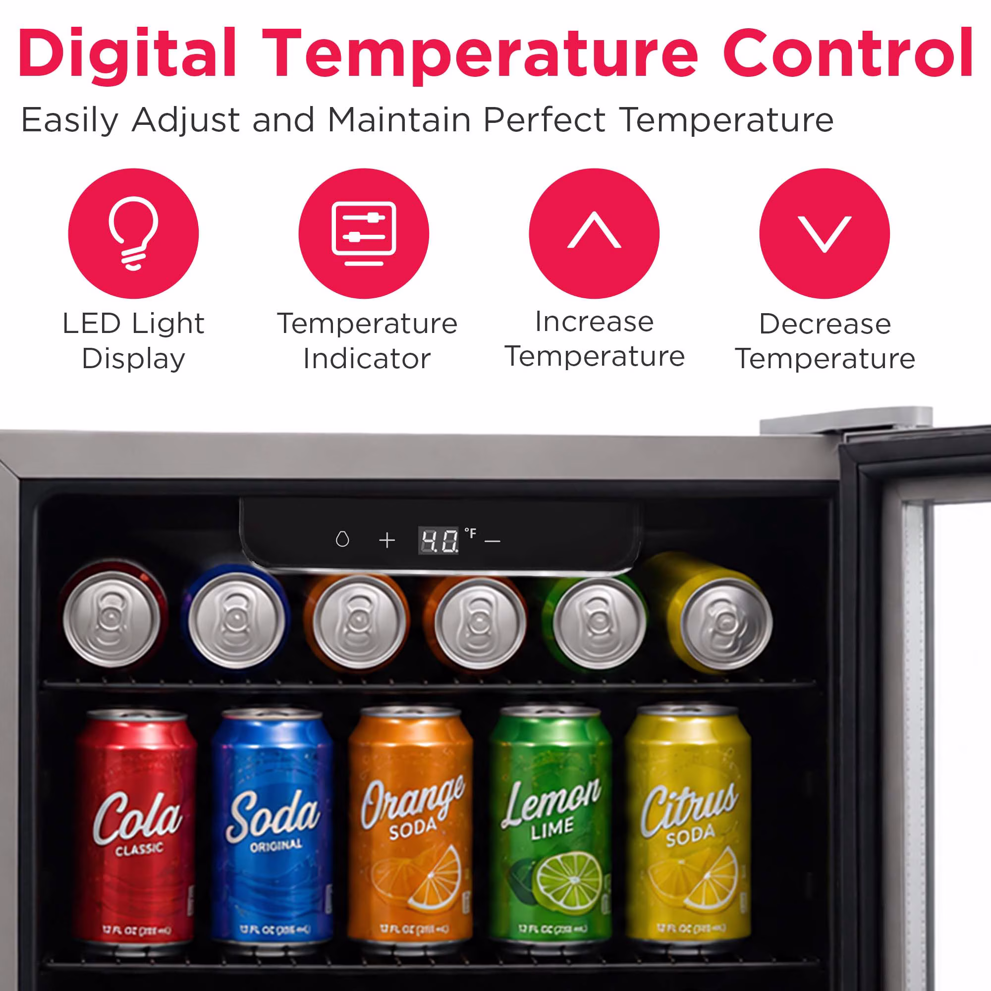 Frigidaire 88 Can or 25 Wine Bottle Beverage Center, 2.6 Cu. Ft. Refrigerator with Digital Control - Image 2