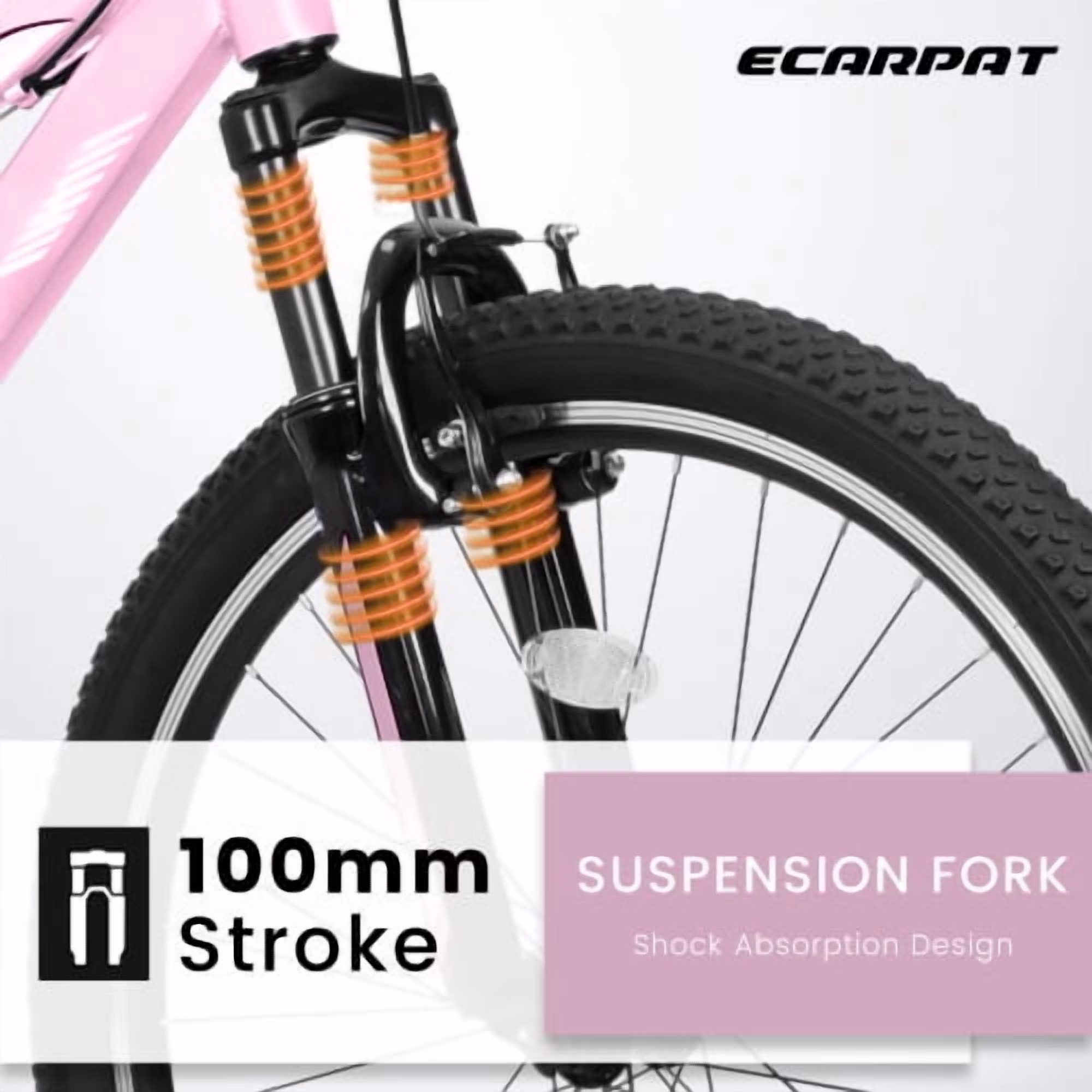 FUPOJH 24-Inch Women's Mountain Bike,21-Speed,Front Suspension,Dual V-Brakes, 80% Pre-Assembled Adult Trail Bike - Image 2