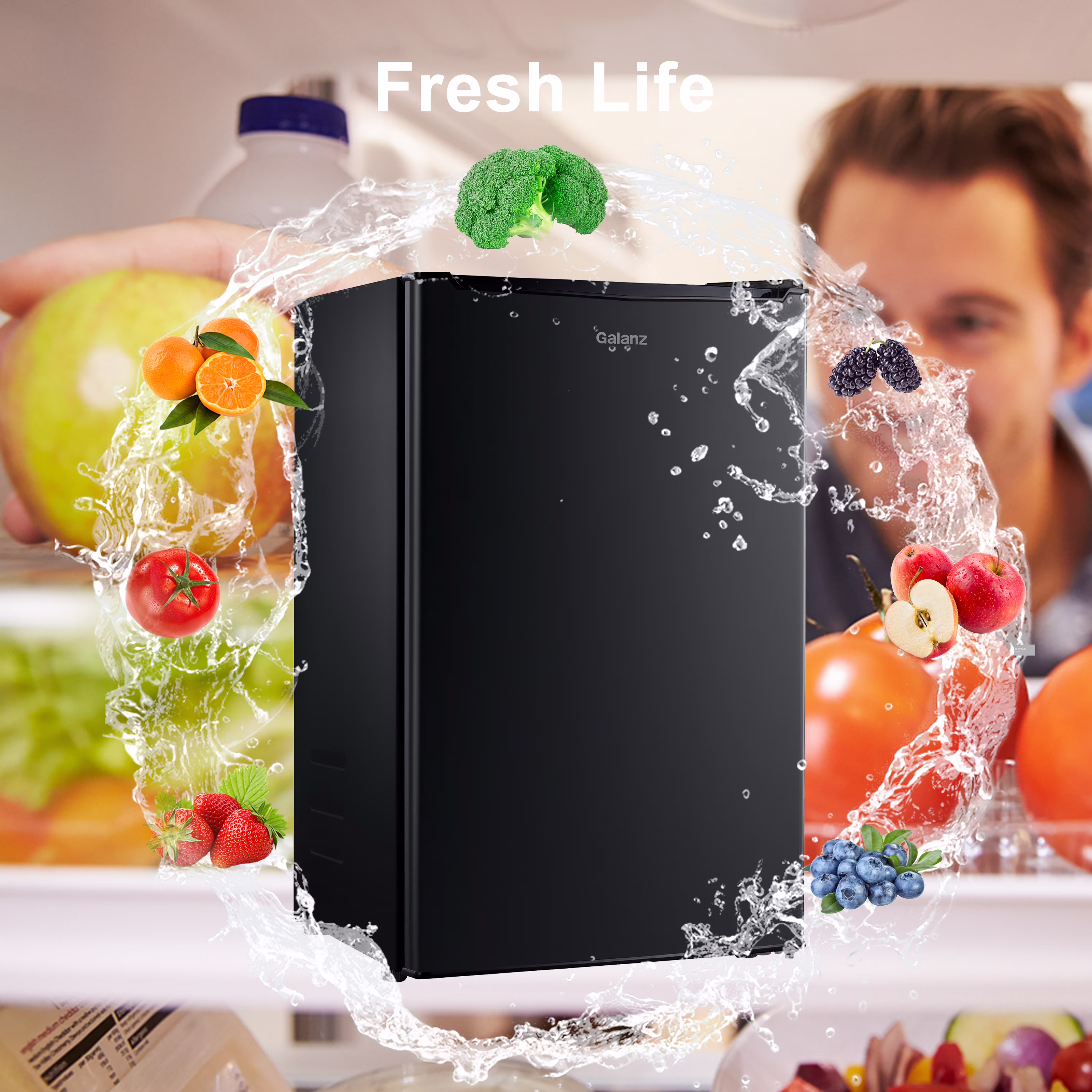 Galanz 3.3 Cu Ft Compact Refrigerator, Black One Door Mini Fridge, Energy Star for Apartment, Dorm, Office, Bedroom - Image 4