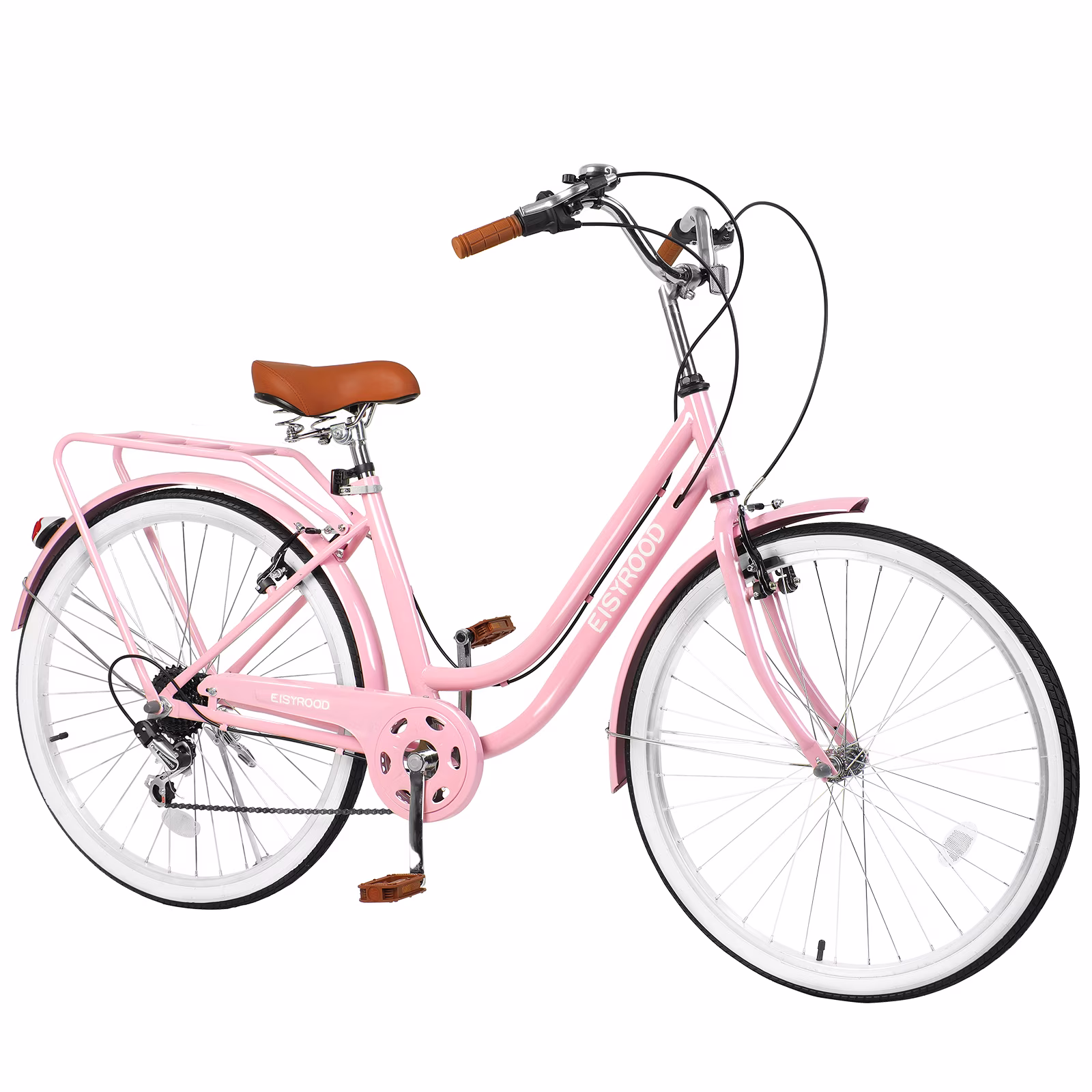 Gaonala 26 inch Beach Cruiser Bike for Women with Bicycle Saddles Adjustable Seat and Basket(Pink) - Image 3