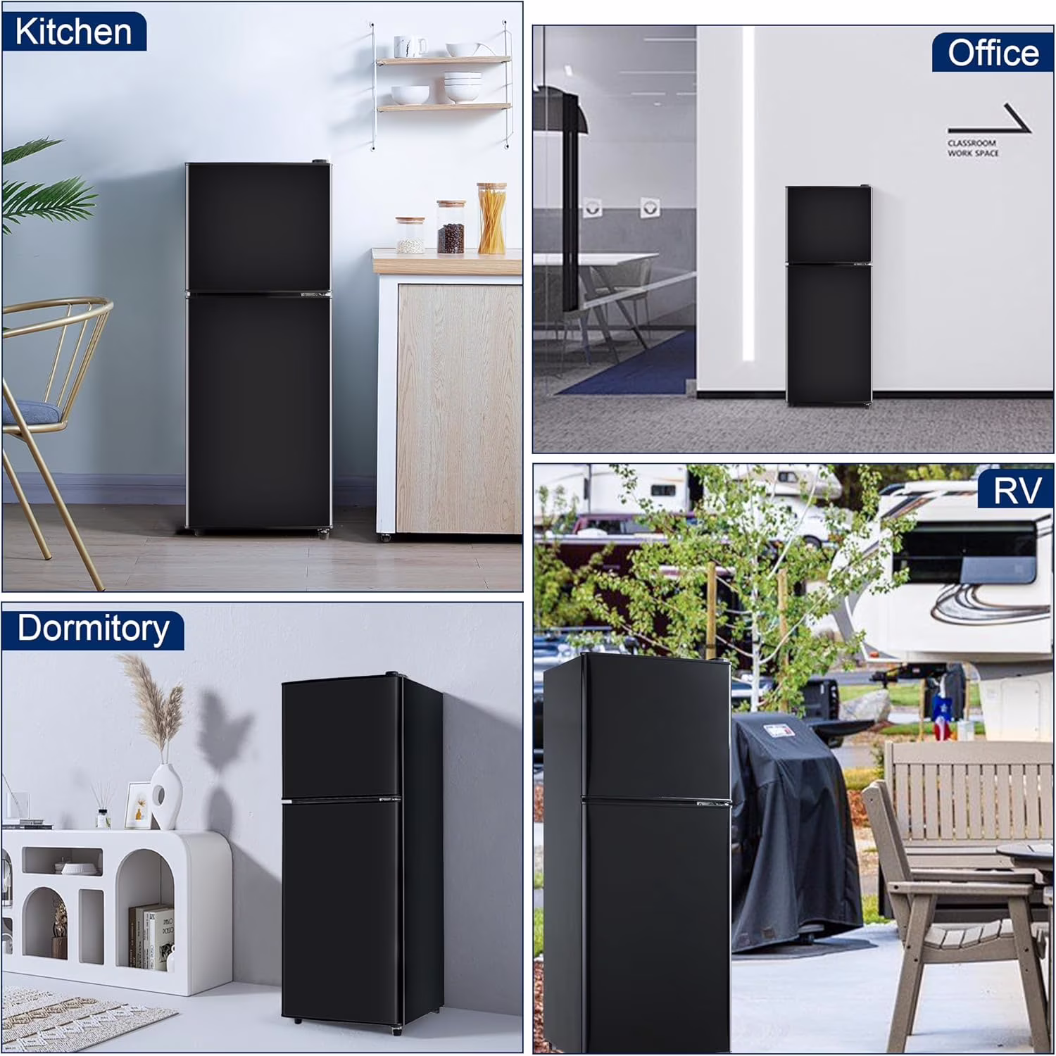 GGTB 4.8 Cu.ft Compact Refrigerator with Freezer, 2.0 Cu.ft Freezer Section, Adjustable Thermostat, Mini Fridge for Apartment Dorm Office Kitchen, Black - Image 4