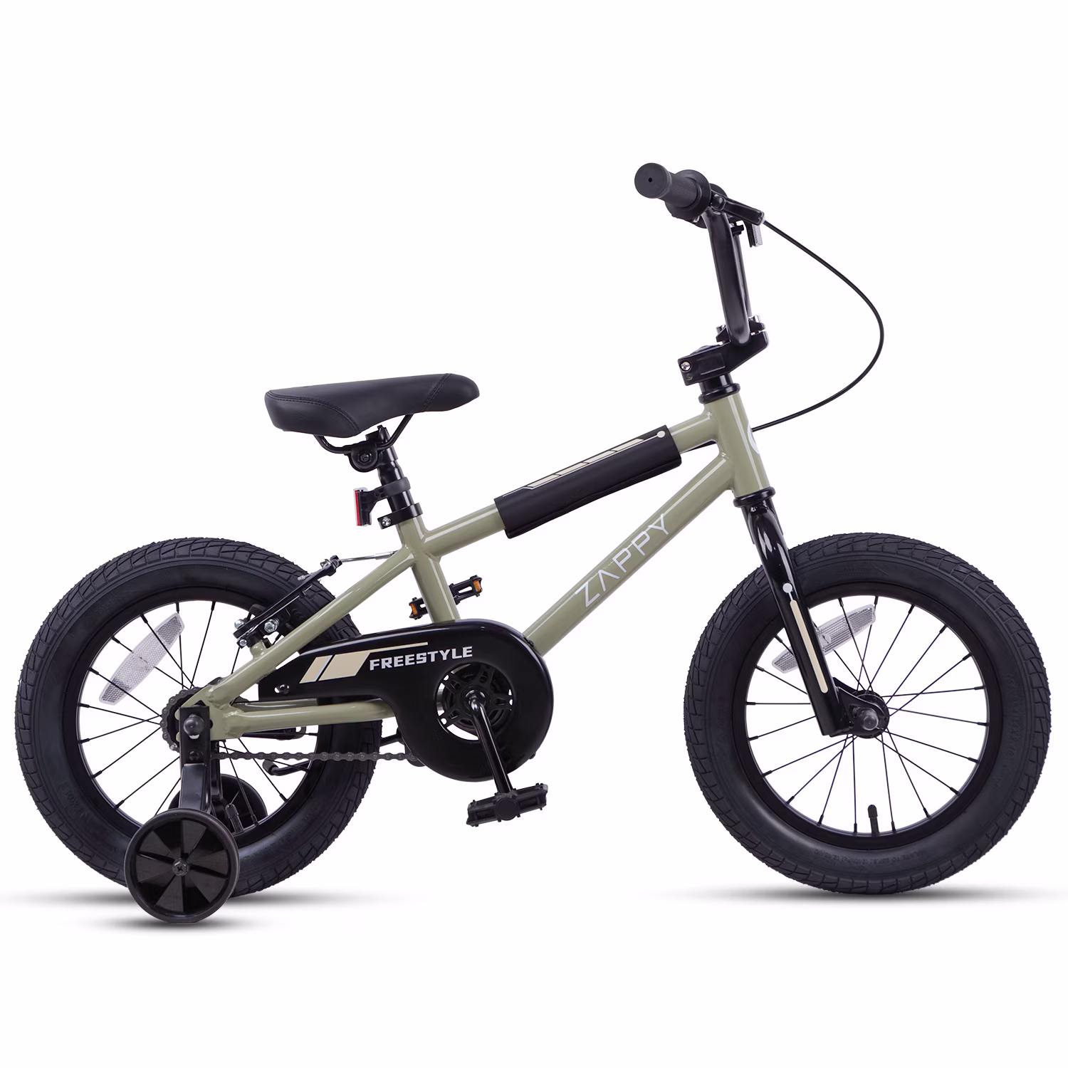 Glengo 14 Inch Kids Bike BMX Style Bicycle with Training Wheels Coaster Brake,Army Green