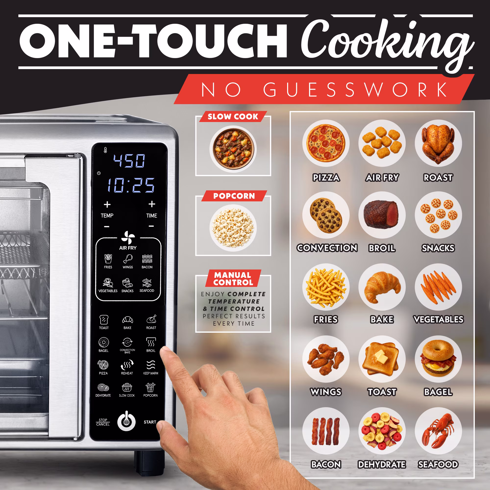 Gourmia French Door 6-Slice Digital Toaster Oven Air Fryer, 19 One-Touch Presets, 24L, Stainless Steel - Image 4