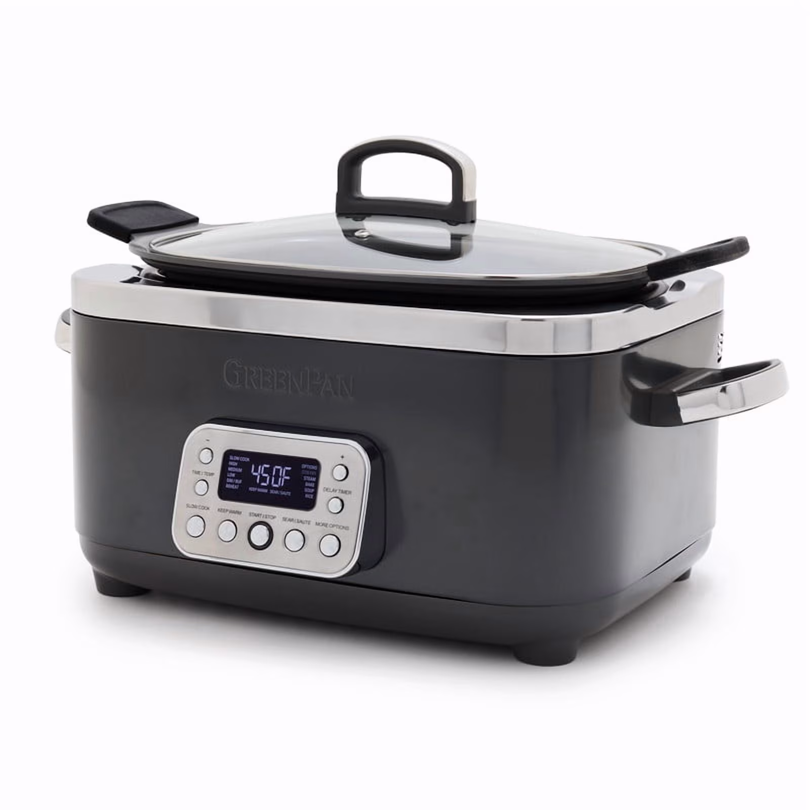 GreenPan 6-Quart, 14-in-1 Slow Cooker, Family Size, Ceramic Nonstick, Dishwasher Safe Parts, Black