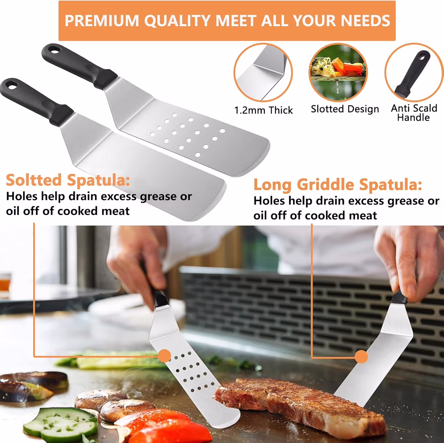 Griddle Accessories Kit for Outdoor BBQ: 27Pcs Flat Top Grill Accessories for Blackstone and Camp Chef, Professional Grilling Accessories with Grill Spatula Set, Basting Cover, Scraper, Carry Bag - Image 2