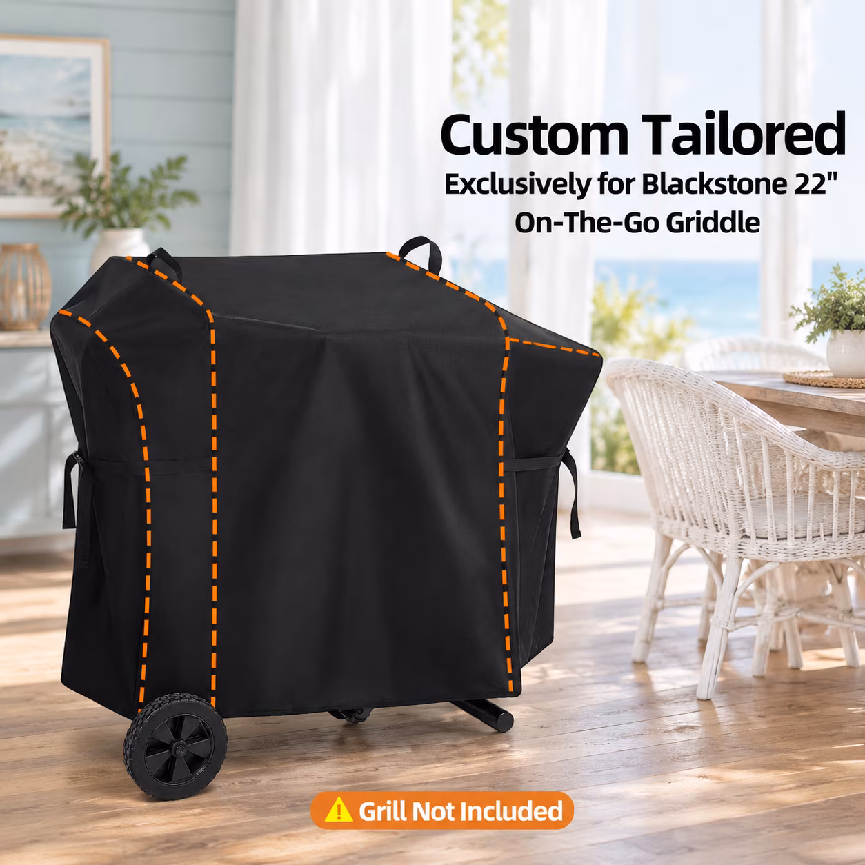 Griddle Cover for Blackstone 22 Inch On The Go Scissor-Leg Grill, Black Full Length - Image 5