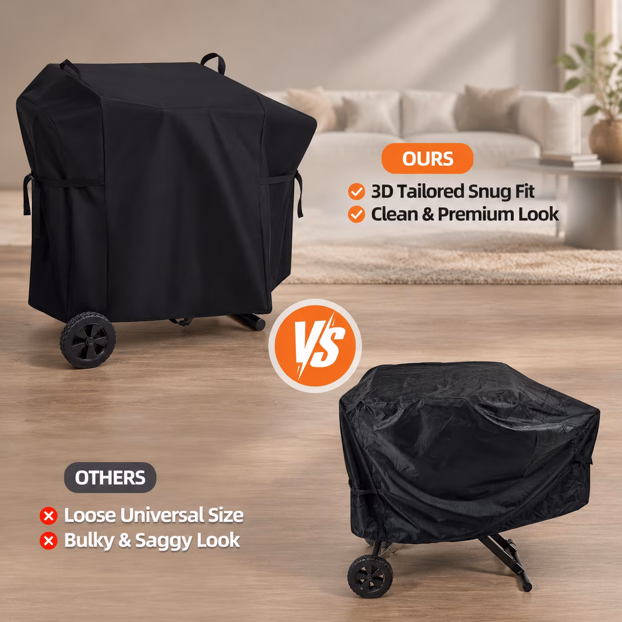 Griddle Cover for Blackstone 22 Inch On The Go Scissor-Leg Grill, Black Full Length - Image 4