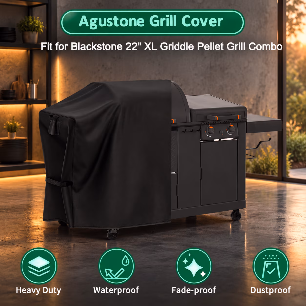 Grill Cover For Blackstone 22" Xl Griddle Pelletbo - Image 2