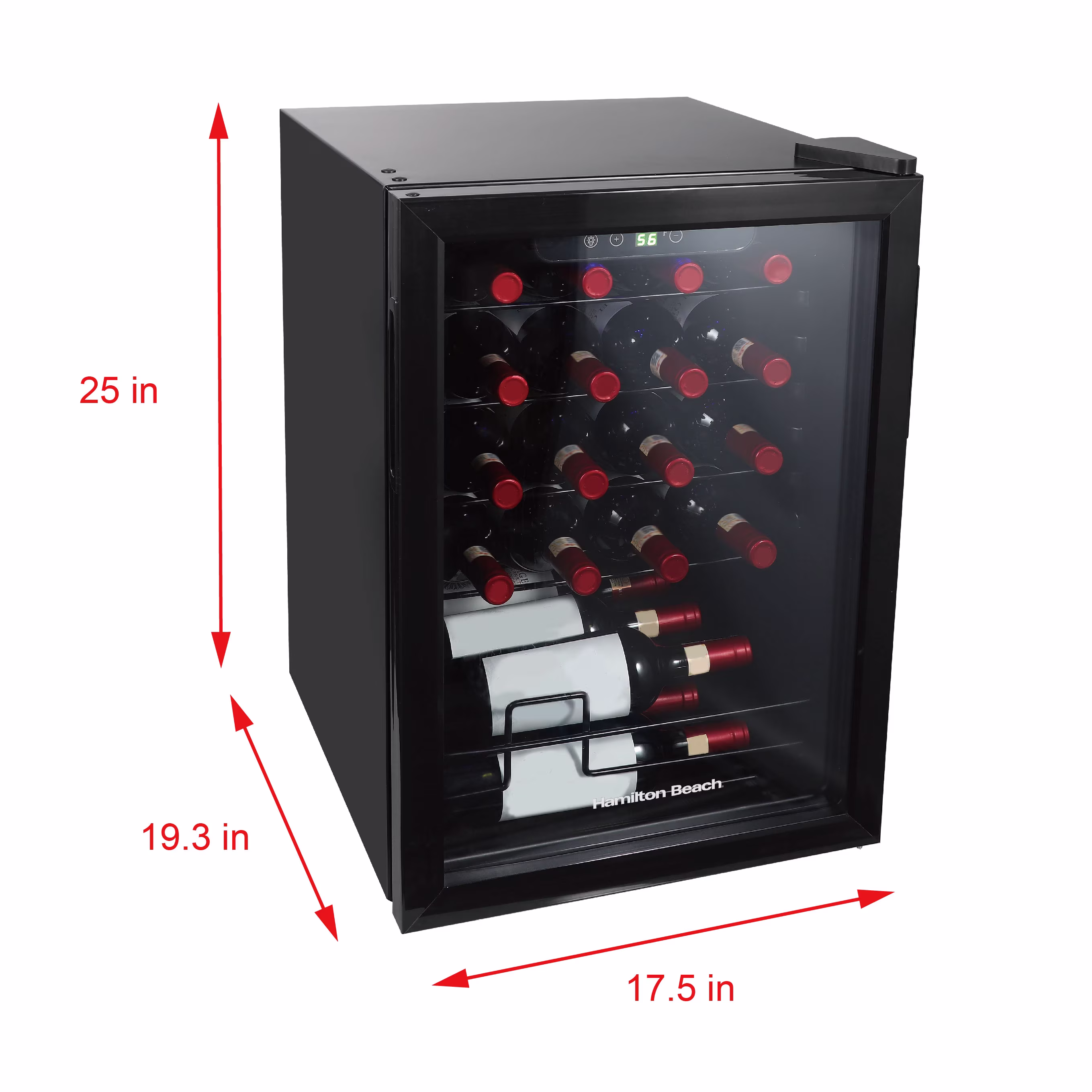 Hamilton Beach 22 Bottle Wine Fridge, 2.6 Cu. ft. Wine Refrigerator with Glass Door and Touch Controls, Black - Image 5