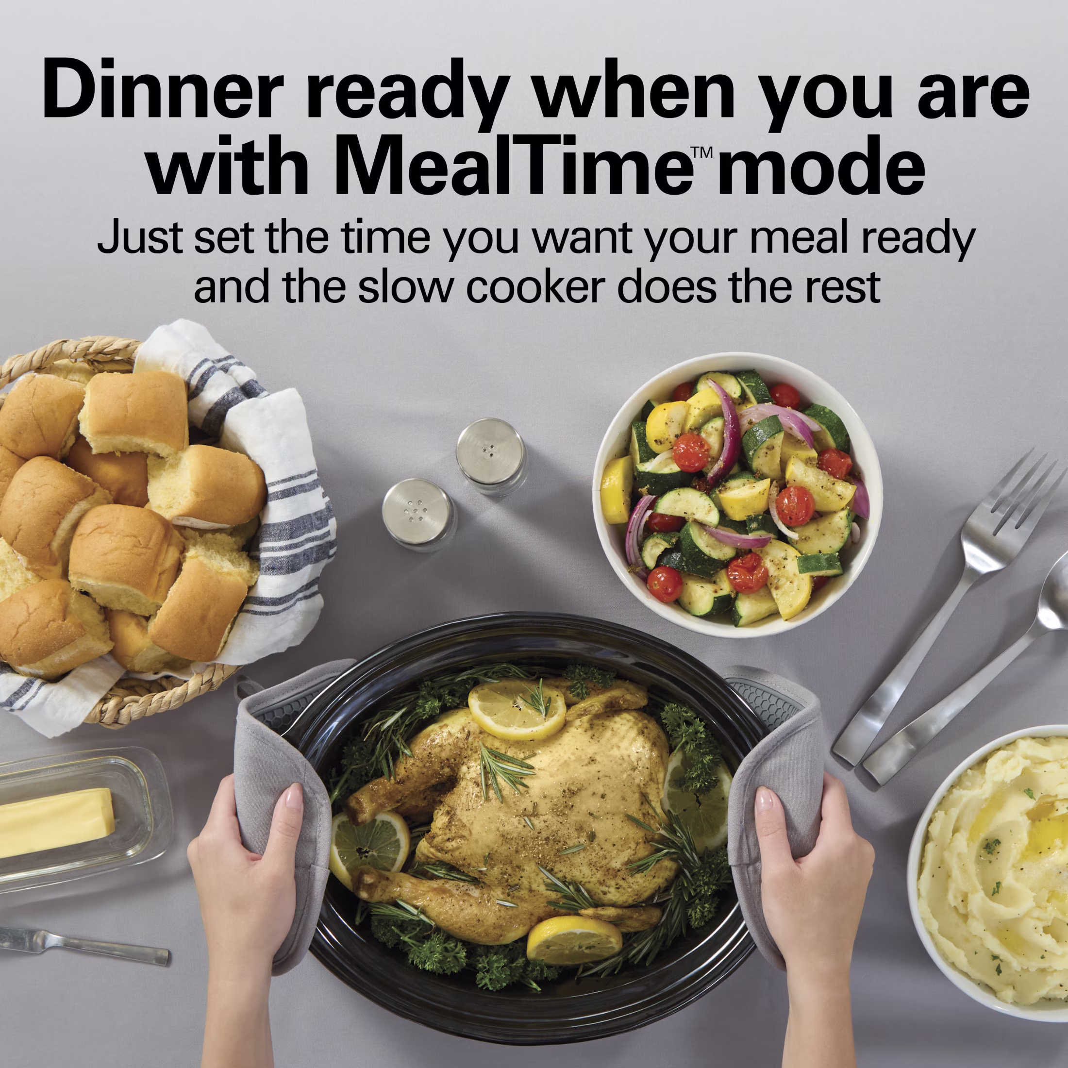 Hamilton Beach 6 Qt Programmable Slow Cooker, MealTime and Defrost Modes, Includes Temperature Probe, Ready, Set, Dinner, Matte Black - Image 5