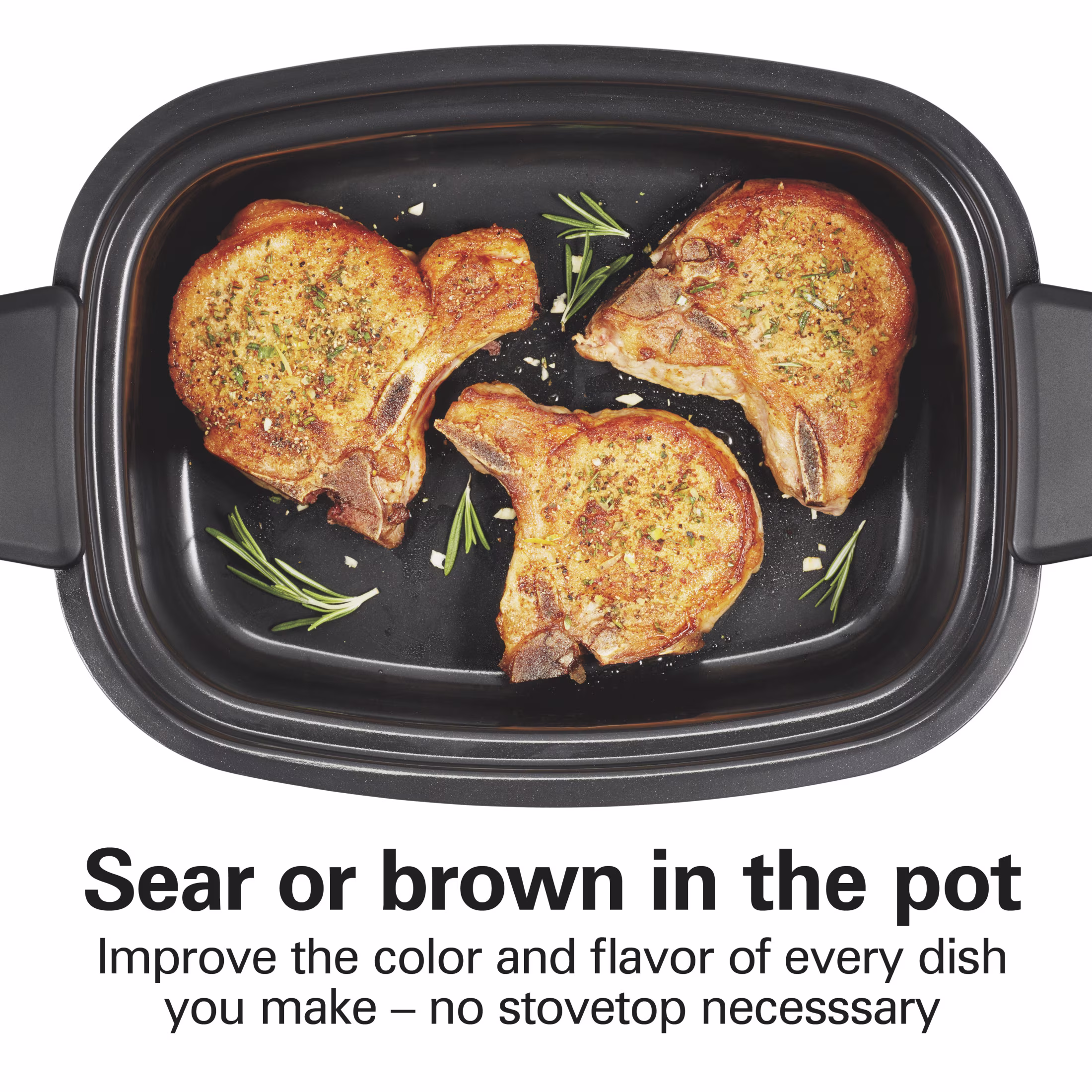 Hamilton Beach 9-in-1 Multi Cooker, 6 Qt Searing Slow Cooker, Nonstick Aluminum Crock with Removable Pot, Black - Image 2