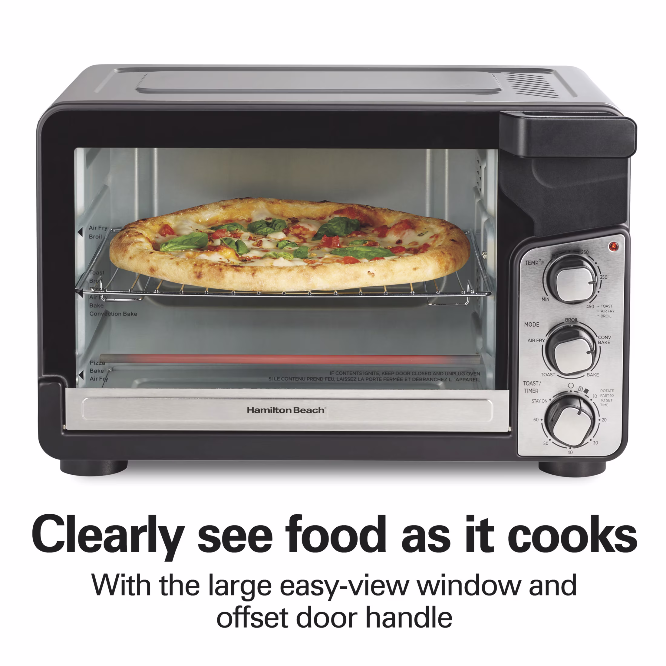 Hamilton Beach Easy View XL Air Fryer Toaster Oven with Sure-Crisp Air Fry technology, 6 Slice, 5-in-1 Countertop Oven, Black - Image 2