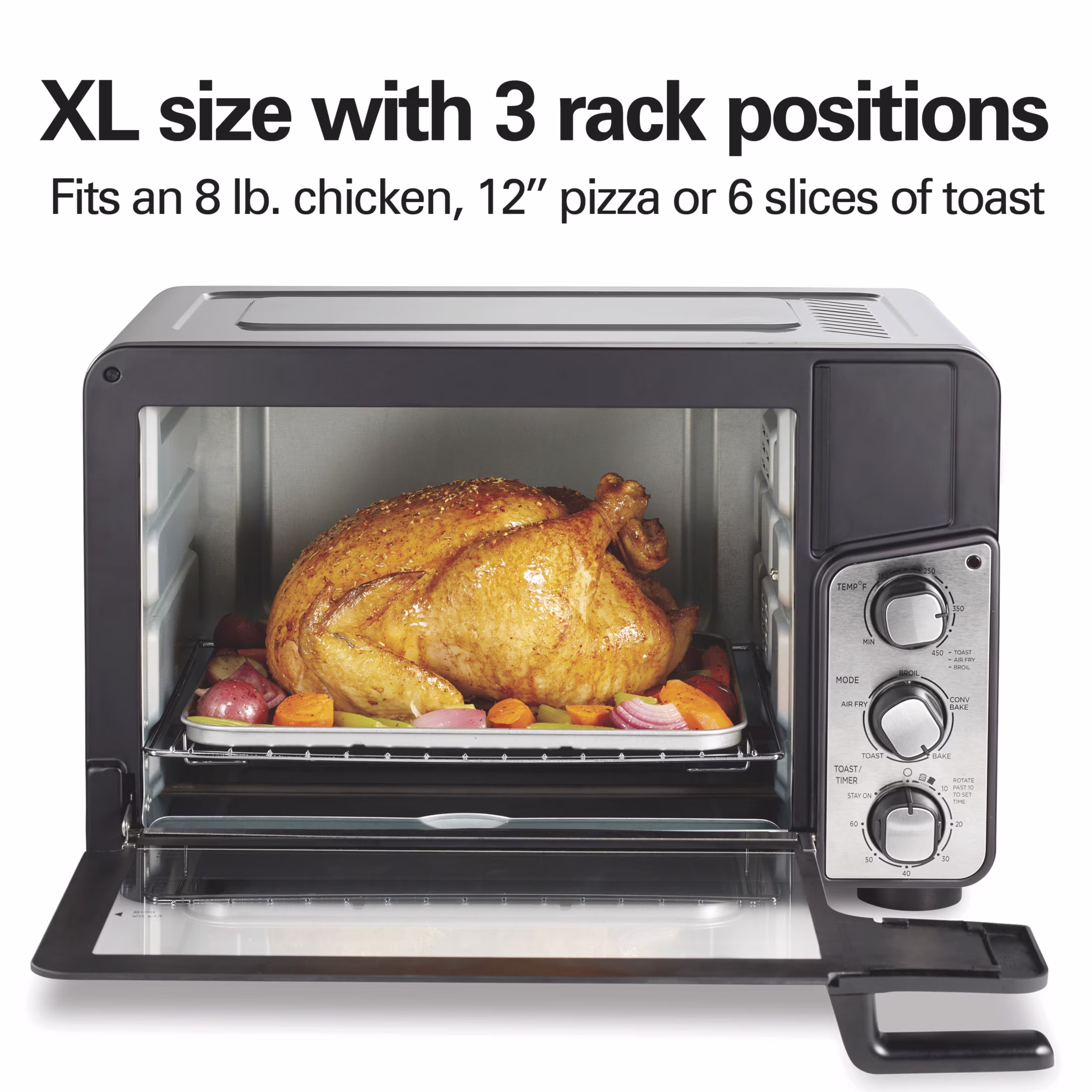 Hamilton Beach Easy View XL Air Fryer Toaster Oven with Sure-Crisp Air Fry technology, 6 Slice, 5-in-1 Countertop Oven, Black - Image 3