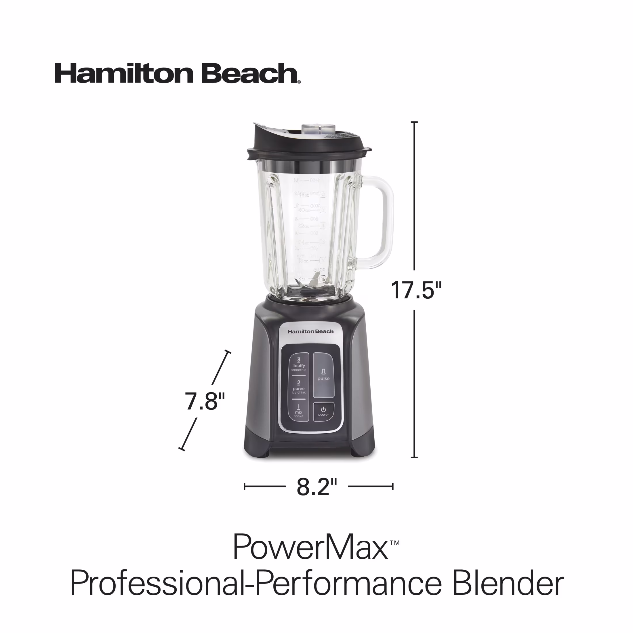 Hamilton Beach PowerMax Professional Smoothie Blender for Kitchen, 48 oz Jar for Smoothies and Shakes, Gray - Image 5