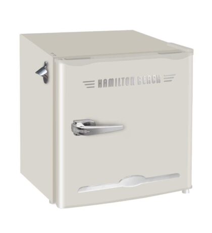 Hamilton Beach Retro 1.6 Cu. Ft. Refrigerator with Built-In Side Bottle Opener, Cream, HBF1600