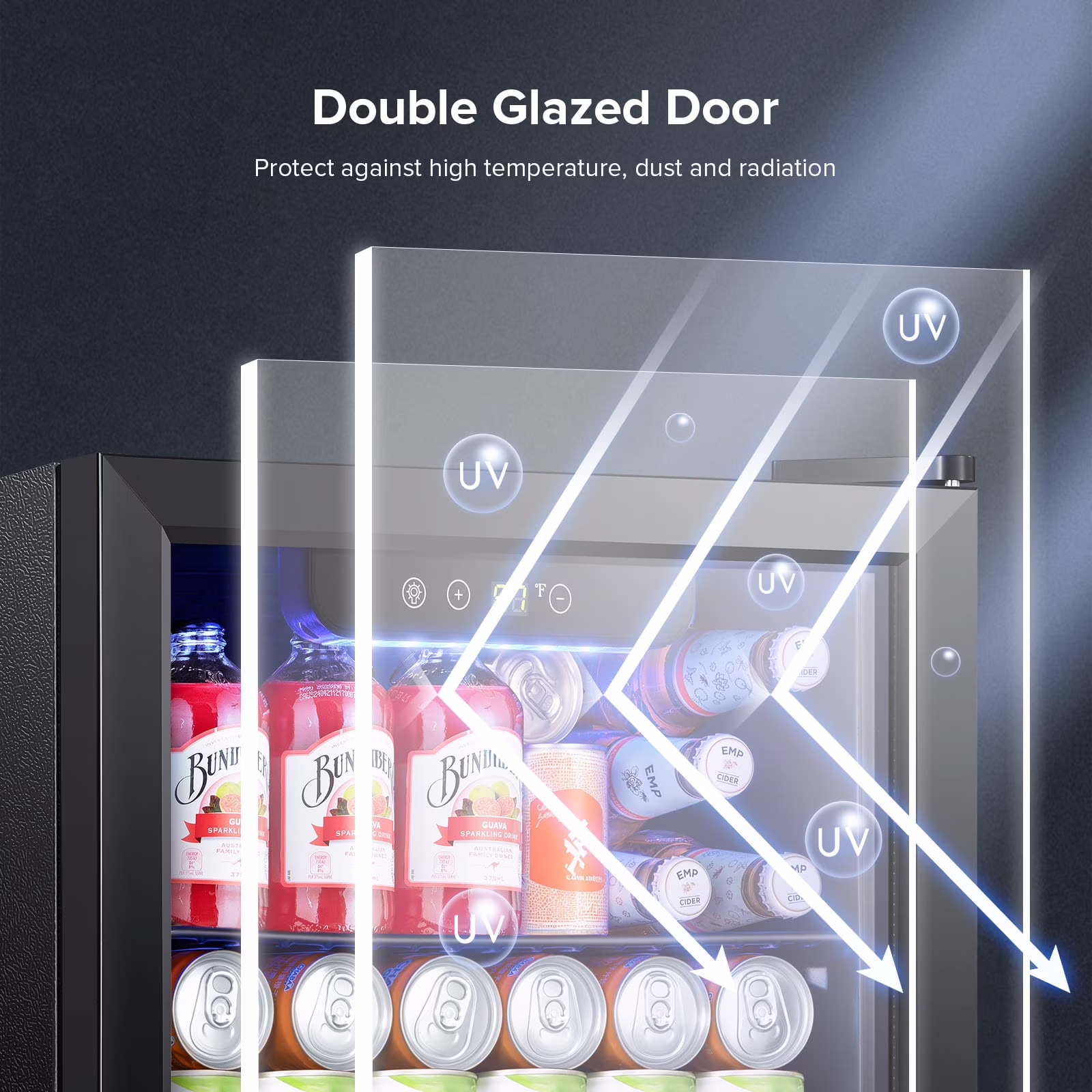 Havato 1.3Cu.Ft Beverage Cooler, 12 Bottles and 48 Cans Mini Refrigerator, Electronic Touch LED Light, Home/Bar/Office - Image 5