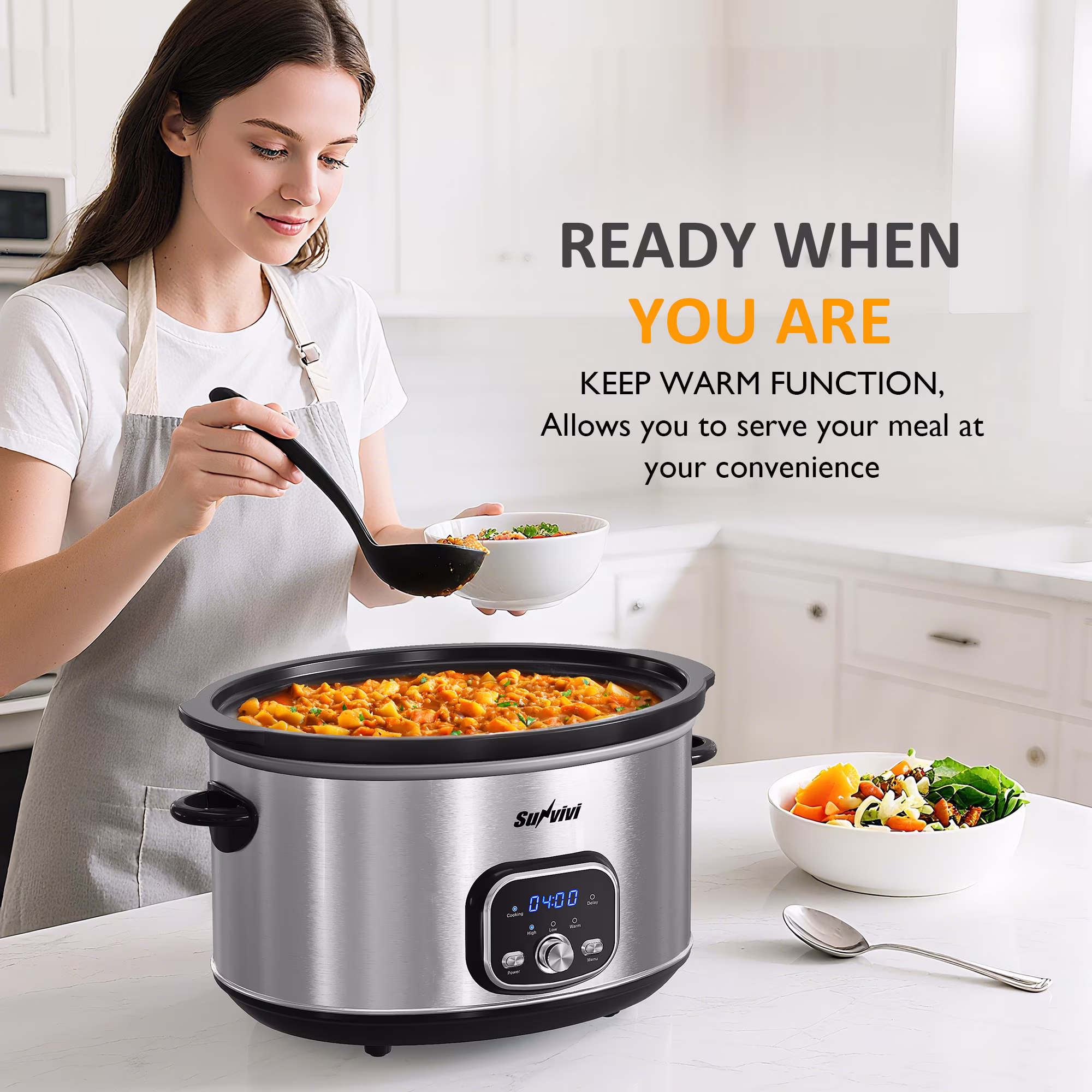 Heynemo 8.5QT Programmable Slow Cooker with Delay Function - Image 4