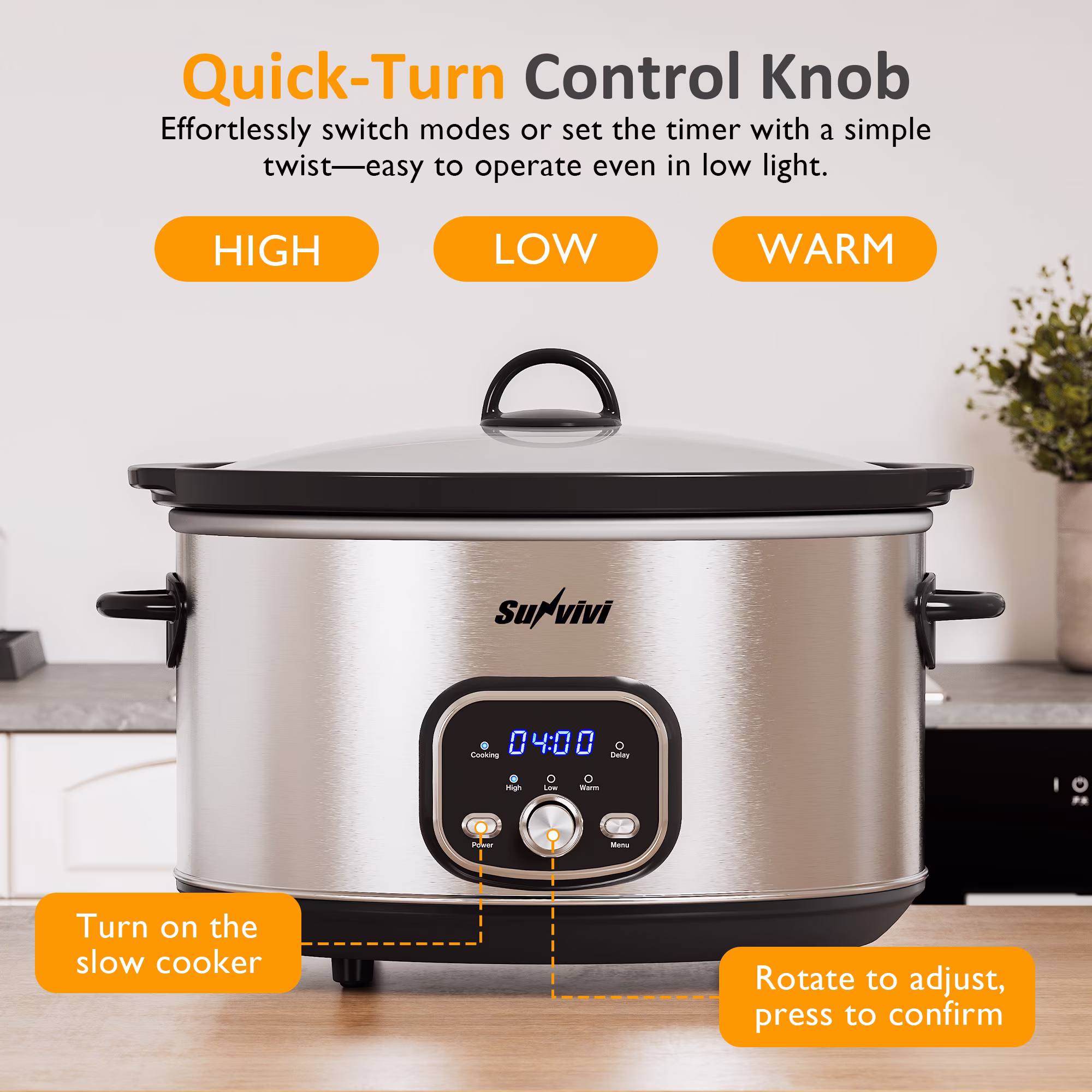 Heynemo 8.5QT Programmable Slow Cooker with Delay Function - Image 5
