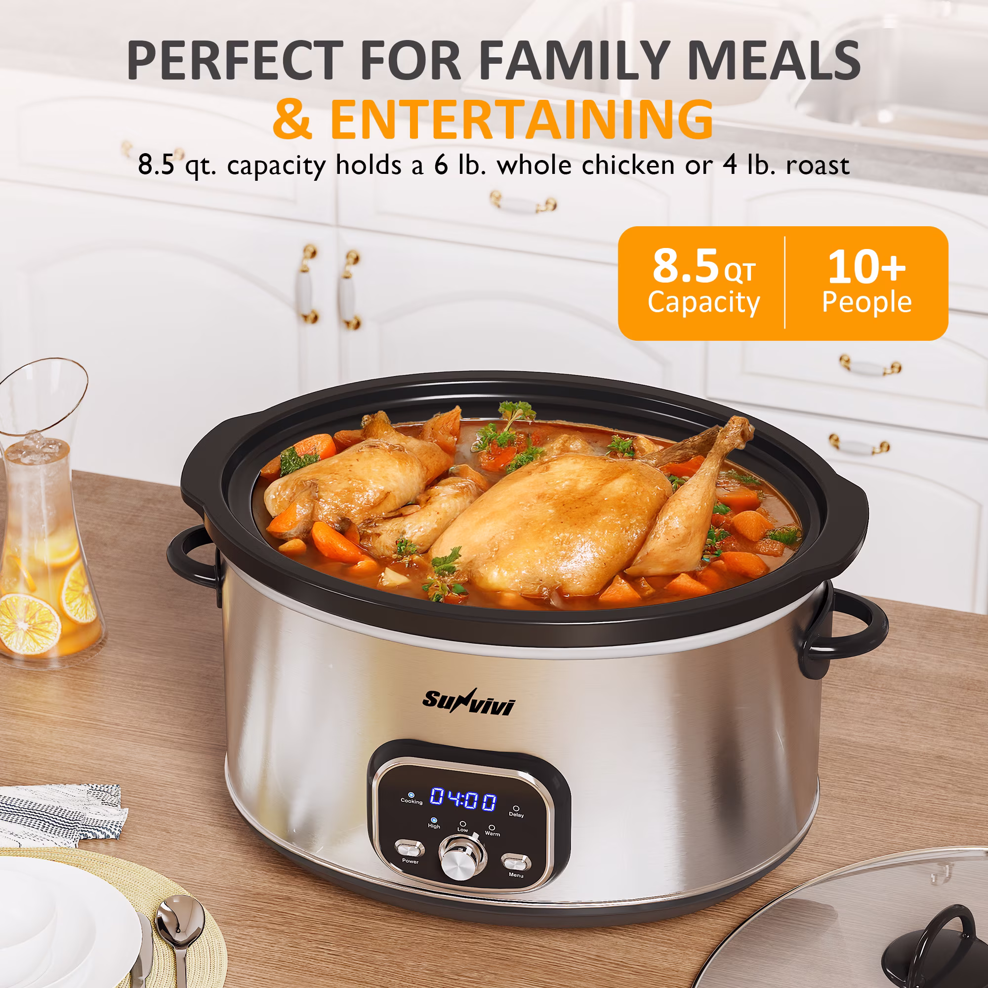 Heynemo 8.5QT Programmable Slow Cooker with Delay Function - Image 2