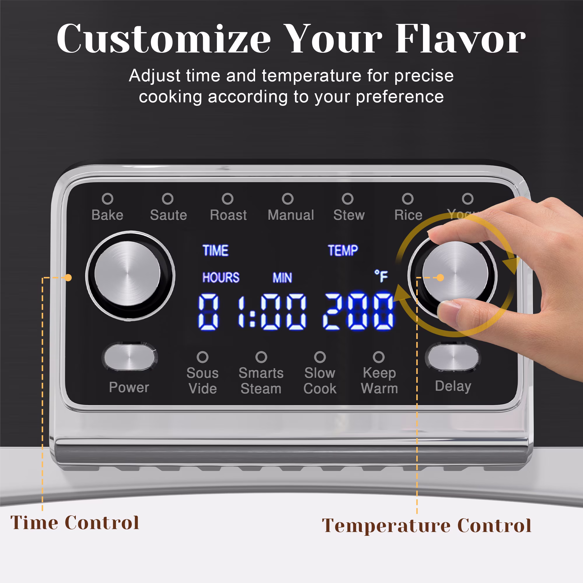 Heynemo 8QT 12-in-1 Programmable Slow Cooker, Multi-Cooker with Timer, Temperature Control, Removable Non-Stick Pot & Dishwasher-Safe Glass Lid, Black - Image 5