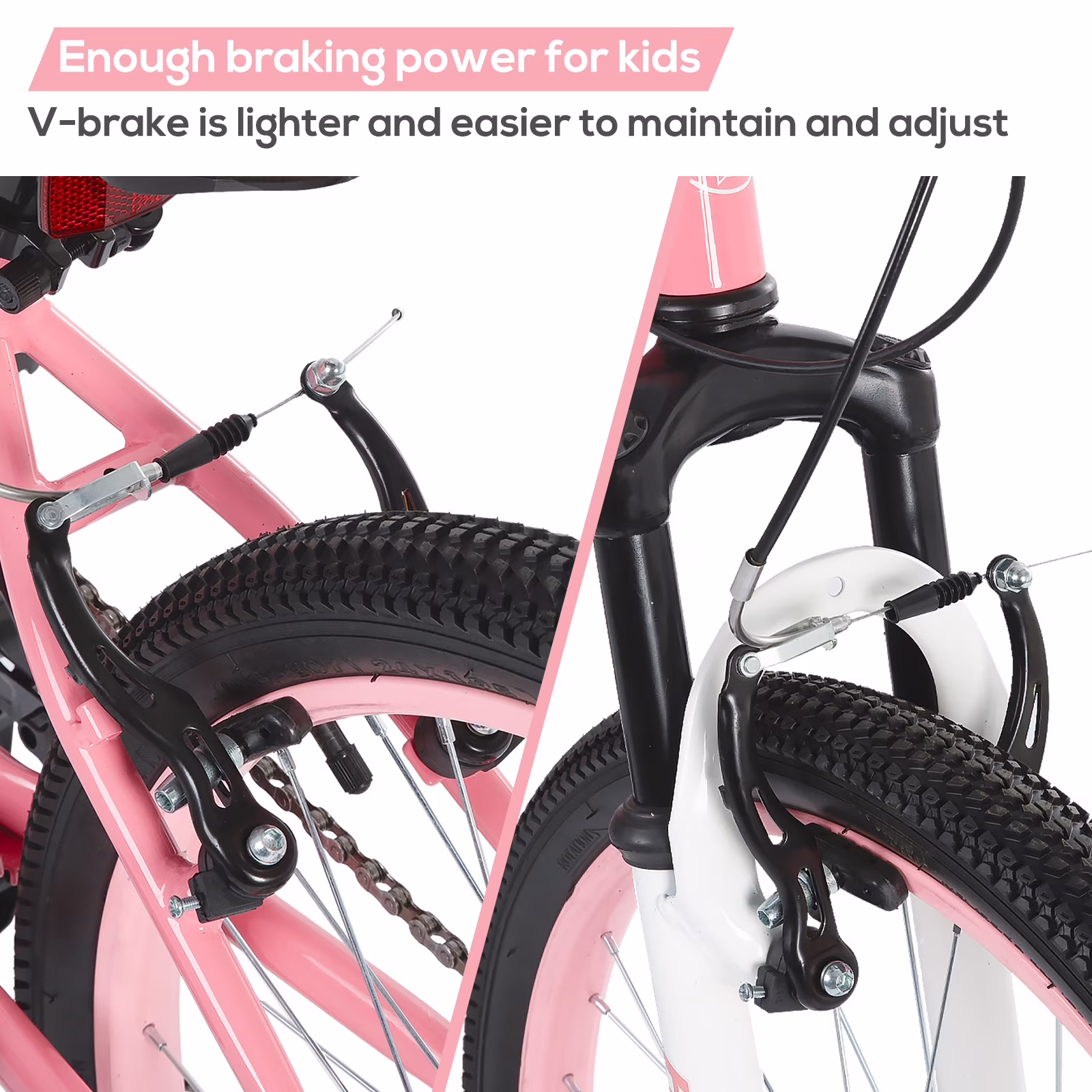 Hiland 24 Inch Mountain Bike for Kids Age 7 + Year Old, Front Suspension Fork Kids' Bicycles for Teens,Pink - Image 4