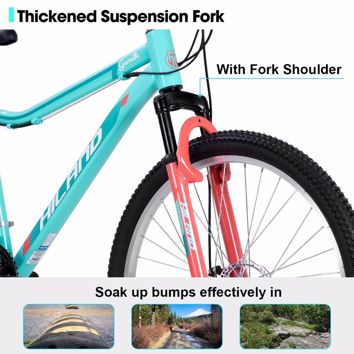 Hiland 26 Inch Mountain Bike, 18 Speed MTB with Dual Disc Brake, Mountain Bike for Women, Aluminium Frame Bicycle - Image 5