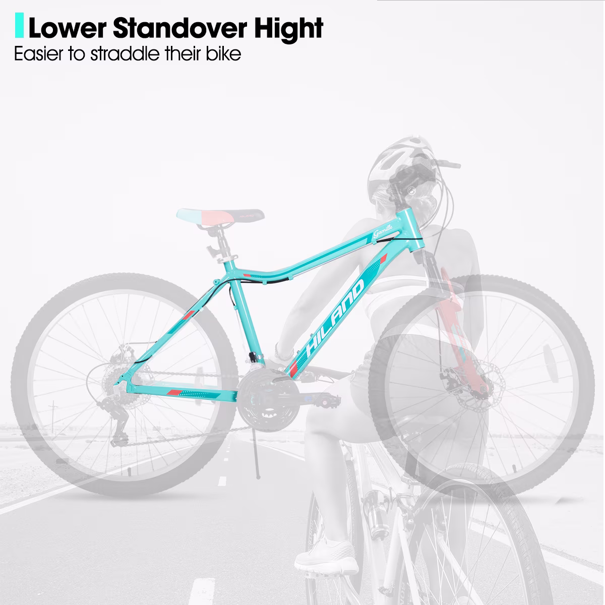 Hiland 26 Inch Mountain Bike, 18 Speed MTB with Dual Disc Brake, Mountain Bike for Women, Aluminium Frame Bicycle - Image 3