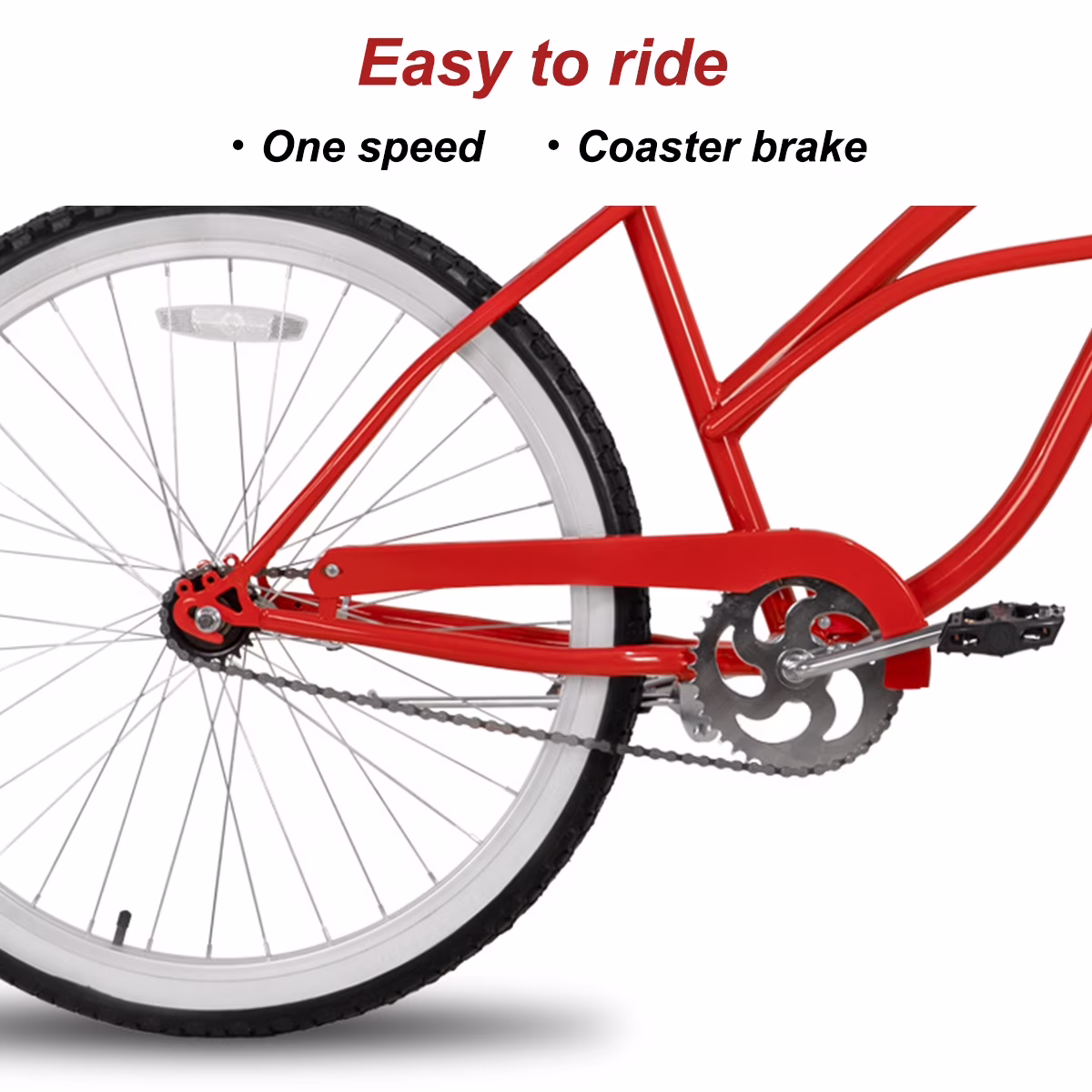 Hiland 26 inch Women's Men’s Beach Cruiser Bike Bicycle Red Black Blue - Image 5